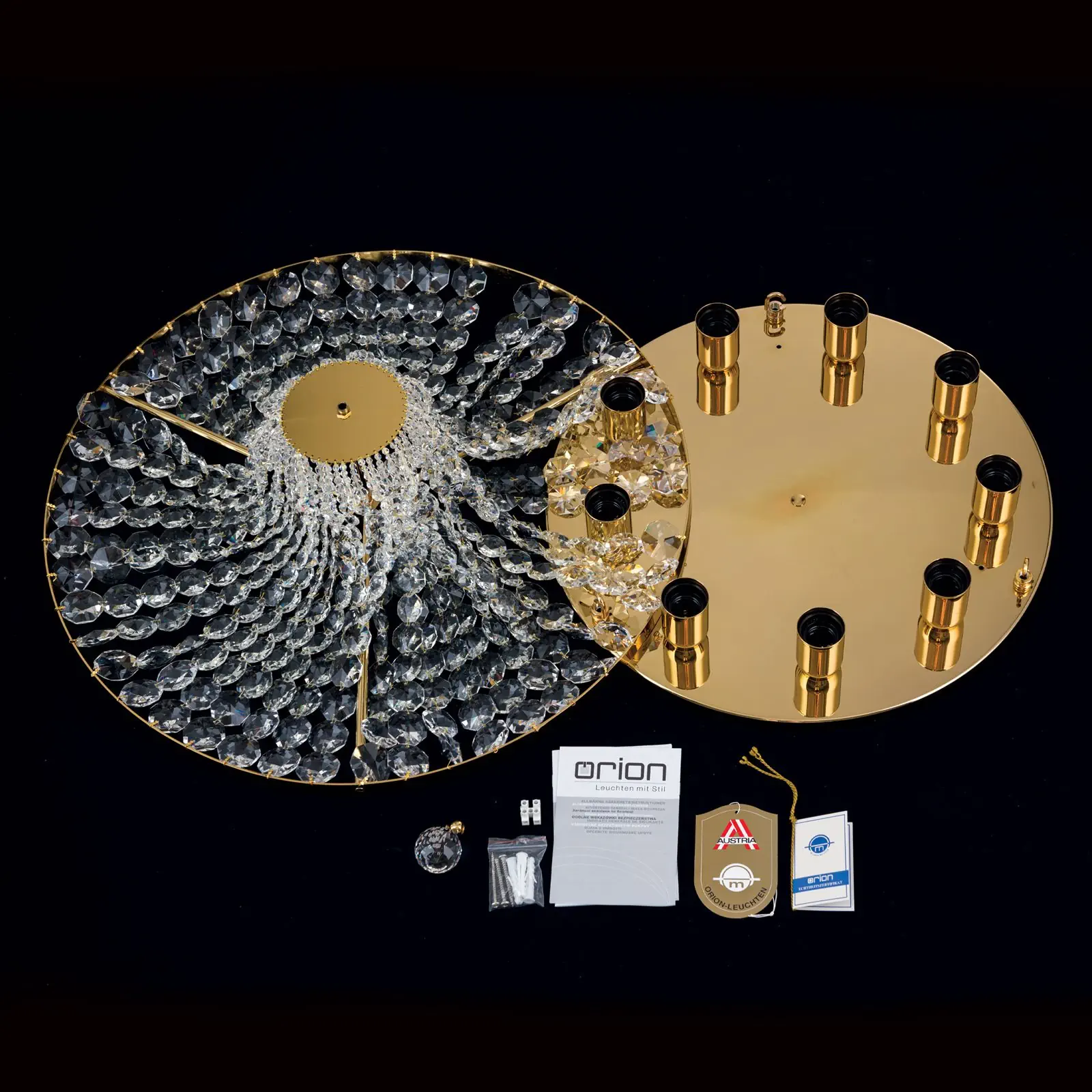 Plafonski luster SHERATON, sa 9 izvora svetla, zlatni, Ø 65 cm - 8