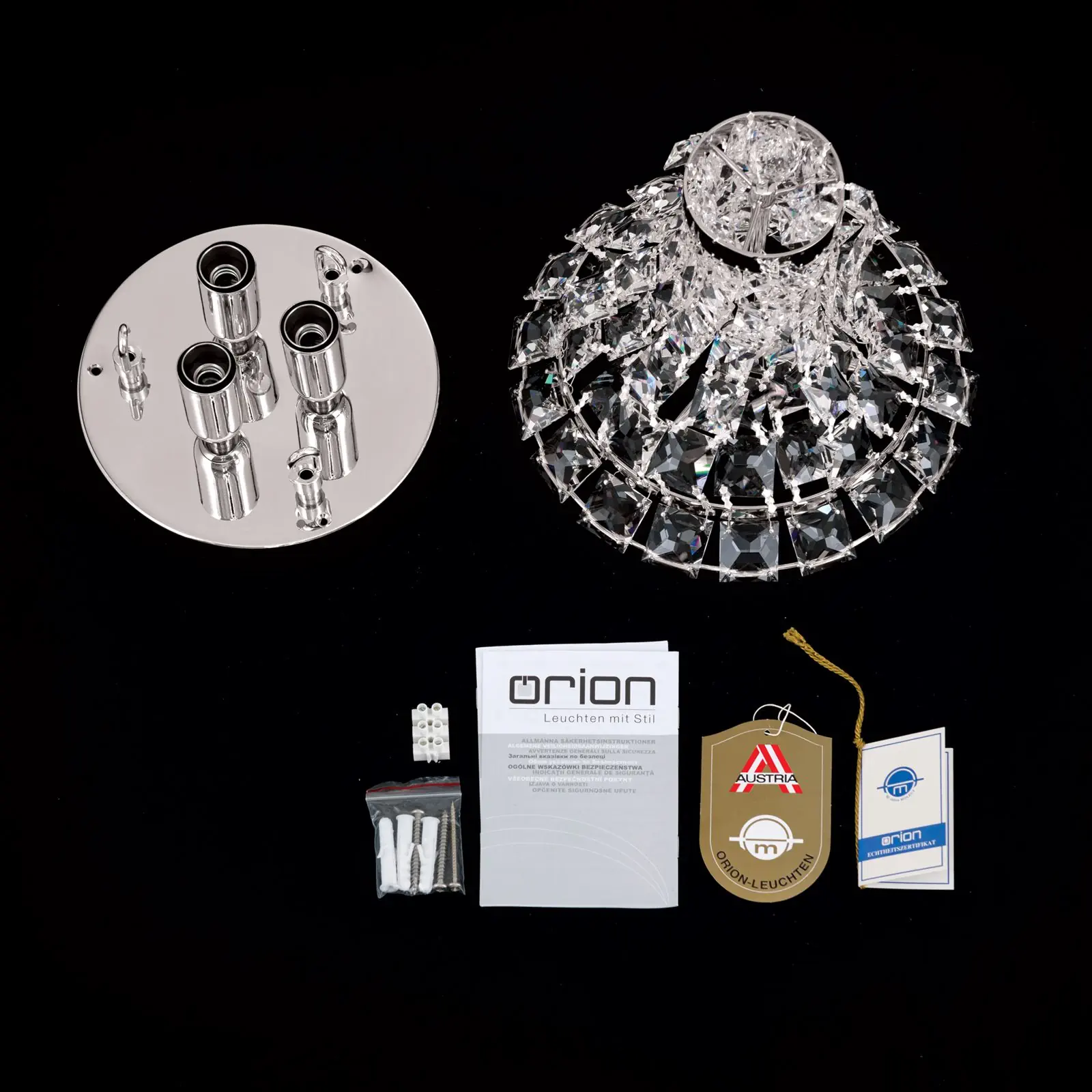 Plafonski luster AMBASSADOR, sa 3 izvora svetla, hrom, Ø 25 cm - 8