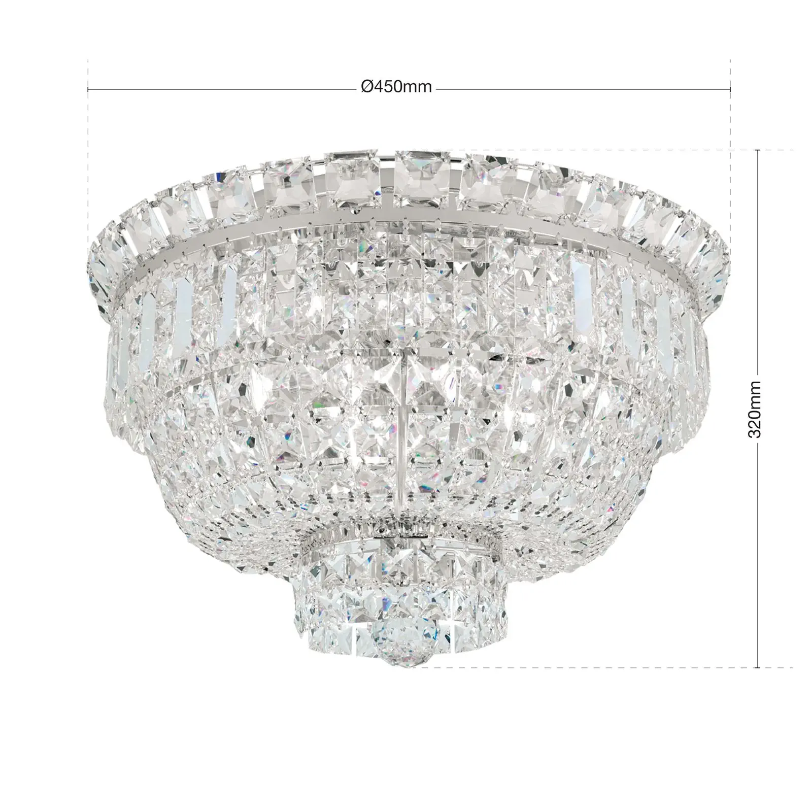 Plafonski luster AMBASSADOR, sa 3 izvora svetla, hrom, Ø 45 cm - 7