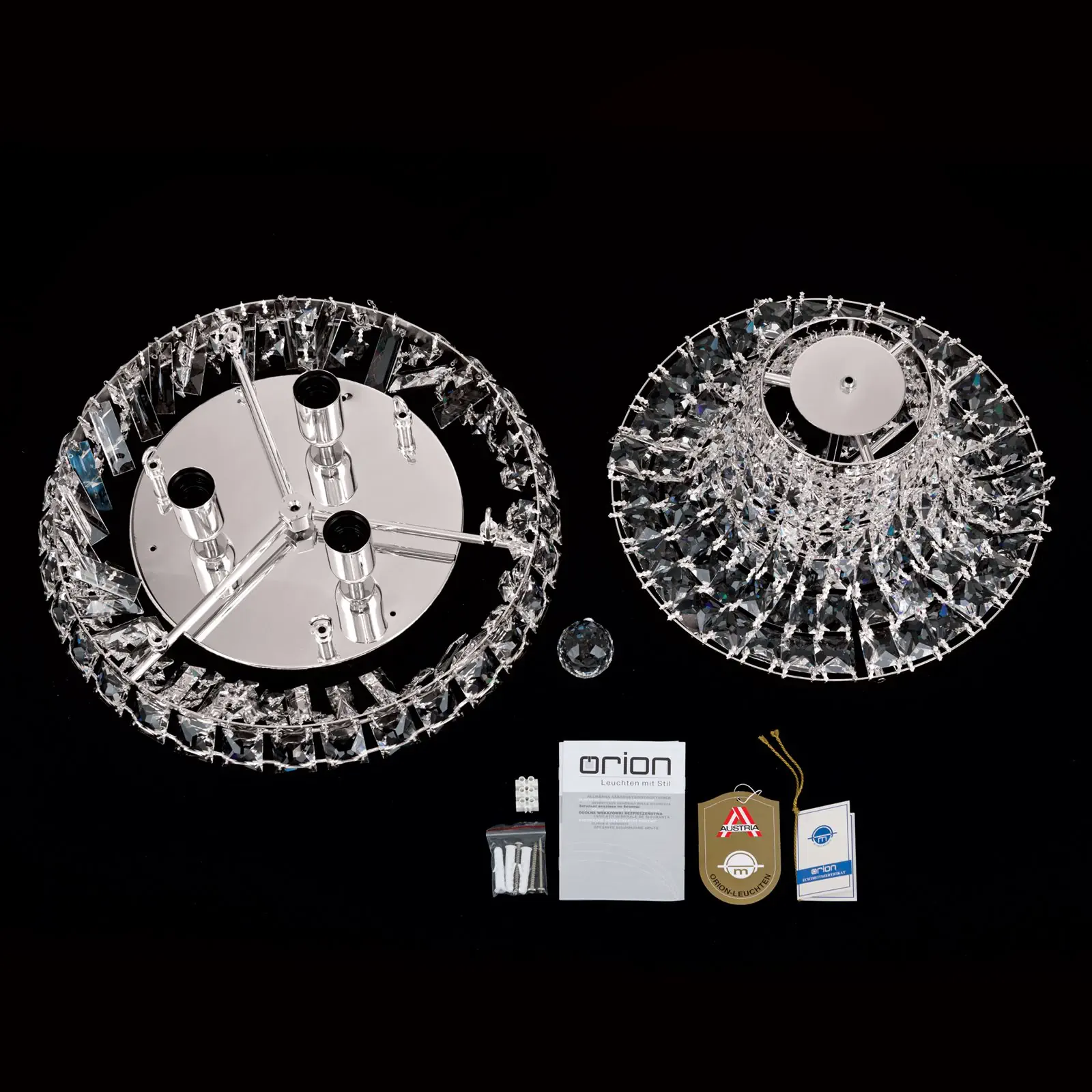 Plafonski luster AMBASSADOR, sa 3 izvora svetla, hrom, Ø 45 cm - 8