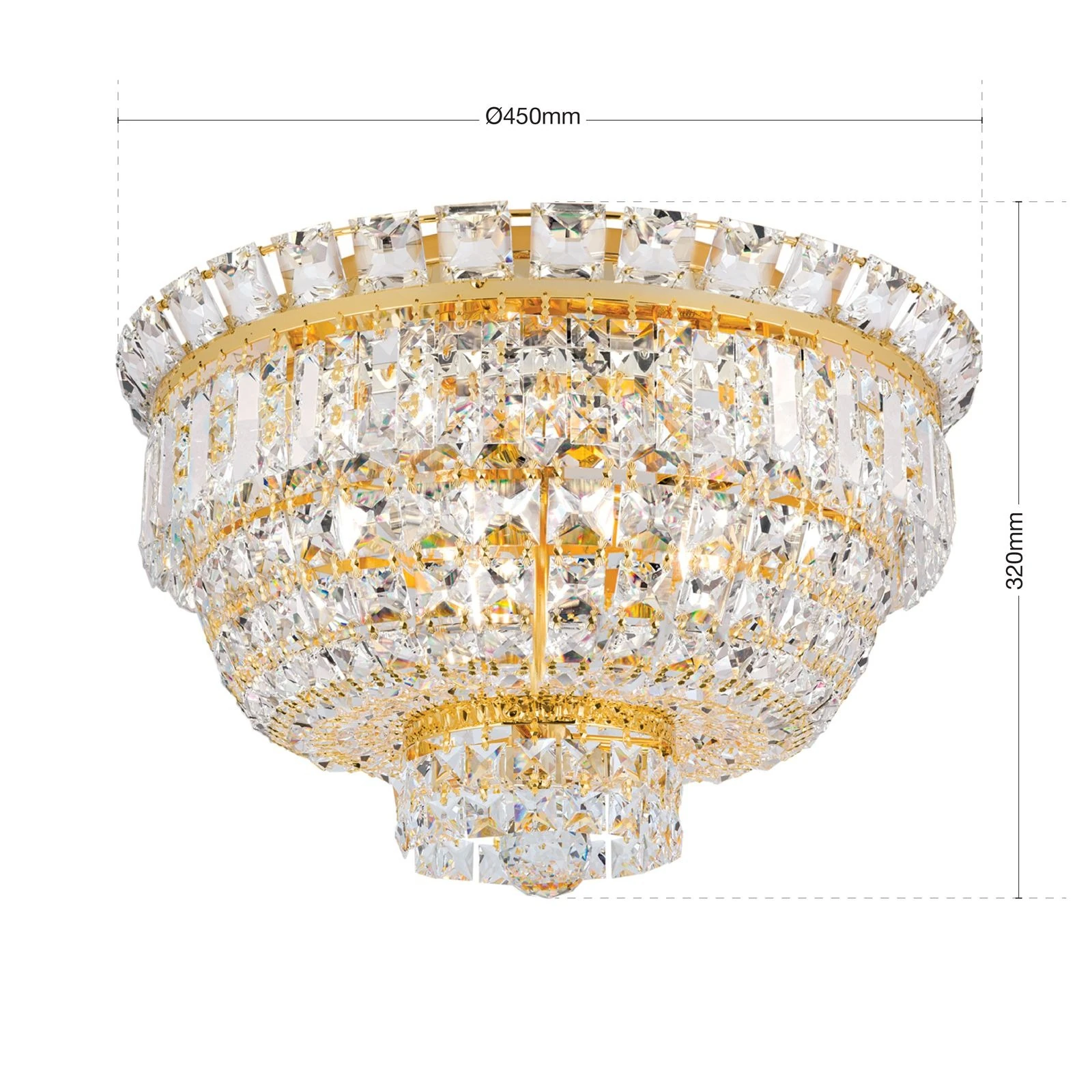 Plafonska lampa Ambassador, pozlaćena 24-karatnim zlatom, 45 cm - 7