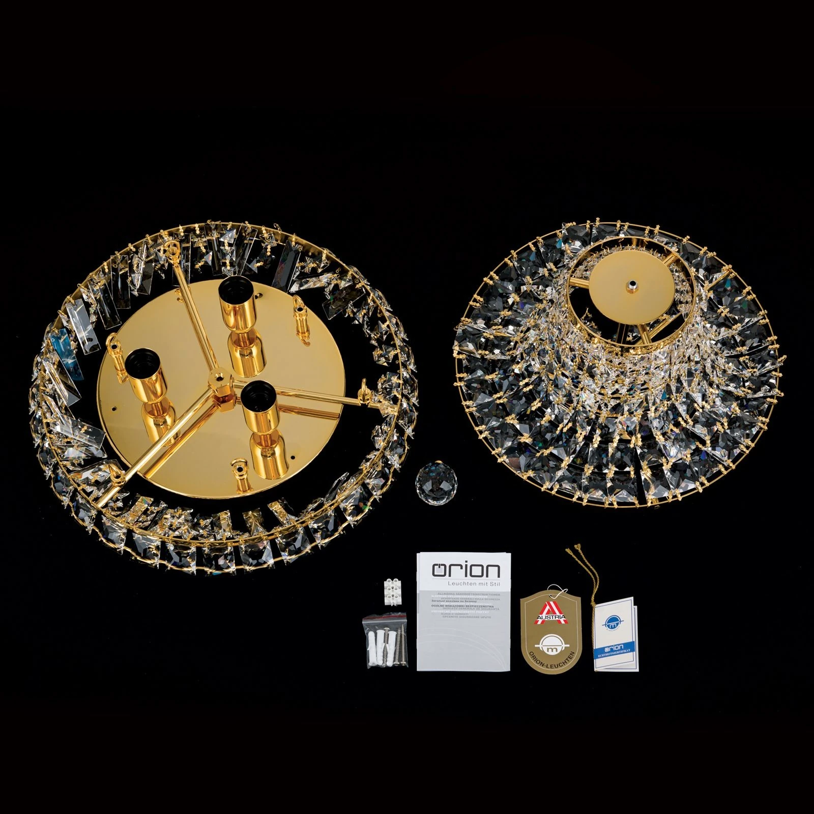 Plafonska lampa Ambassador, pozlaćena 24-karatnim zlatom, 45 cm - 8