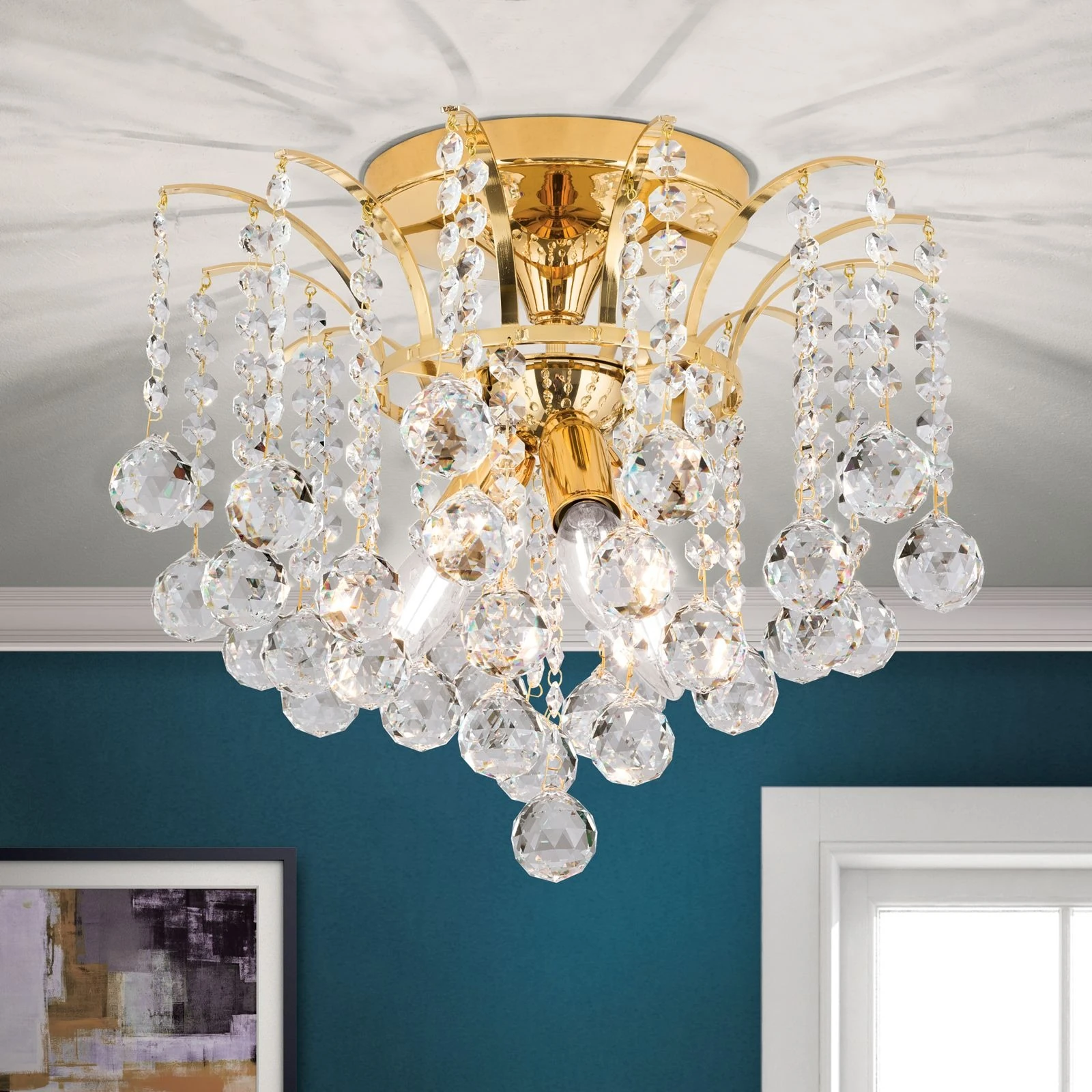 Plafonski luster KRISTALL KLASSISCH, sa 3 izvora svetla, 24-karatno pozlaćen - 1