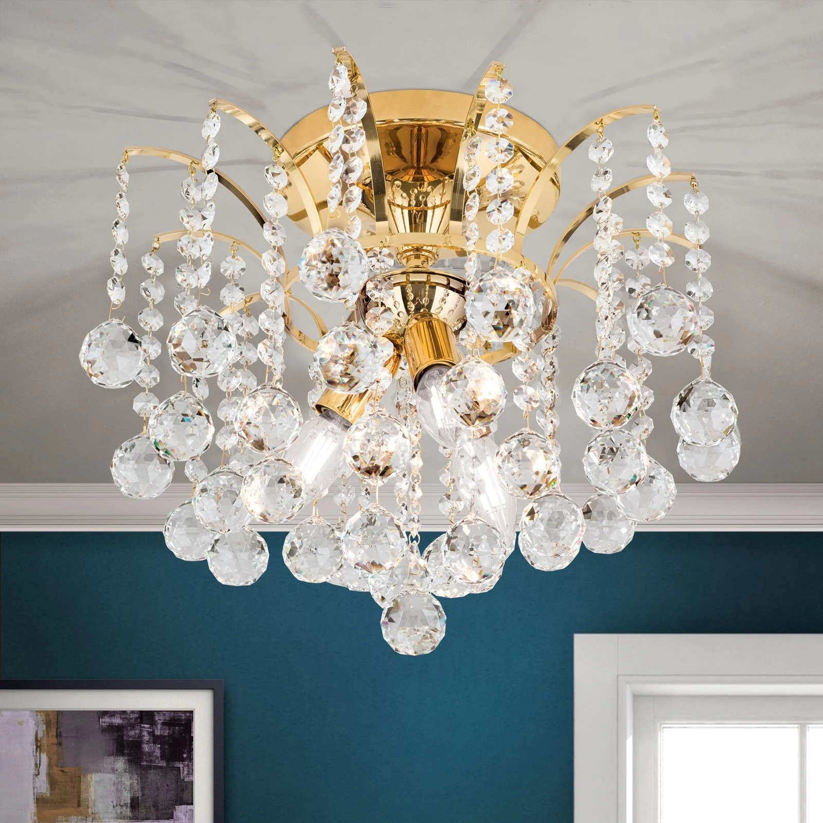 Plafonski luster KRISTALL KLASSISCH, sa 3 izvora svetla, 24-karatno pozlaćen - 2