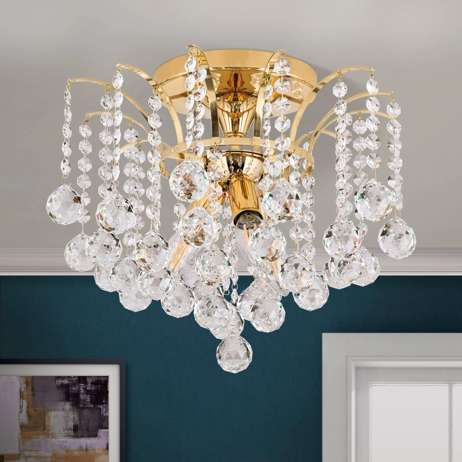 Plafonski luster KRISTALL KLASSISCH, sa 3 izvora svetla, 24-karatno pozlaćen - 3