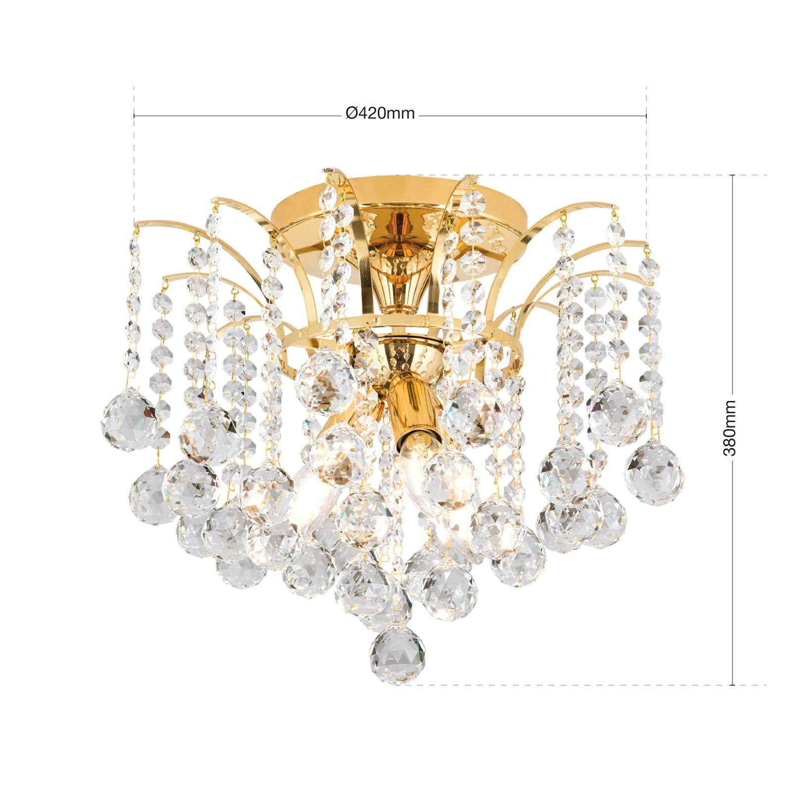 Plafonski luster KRISTALL KLASSISCH, sa 3 izvora svetla, 24-karatno pozlaćen - 7