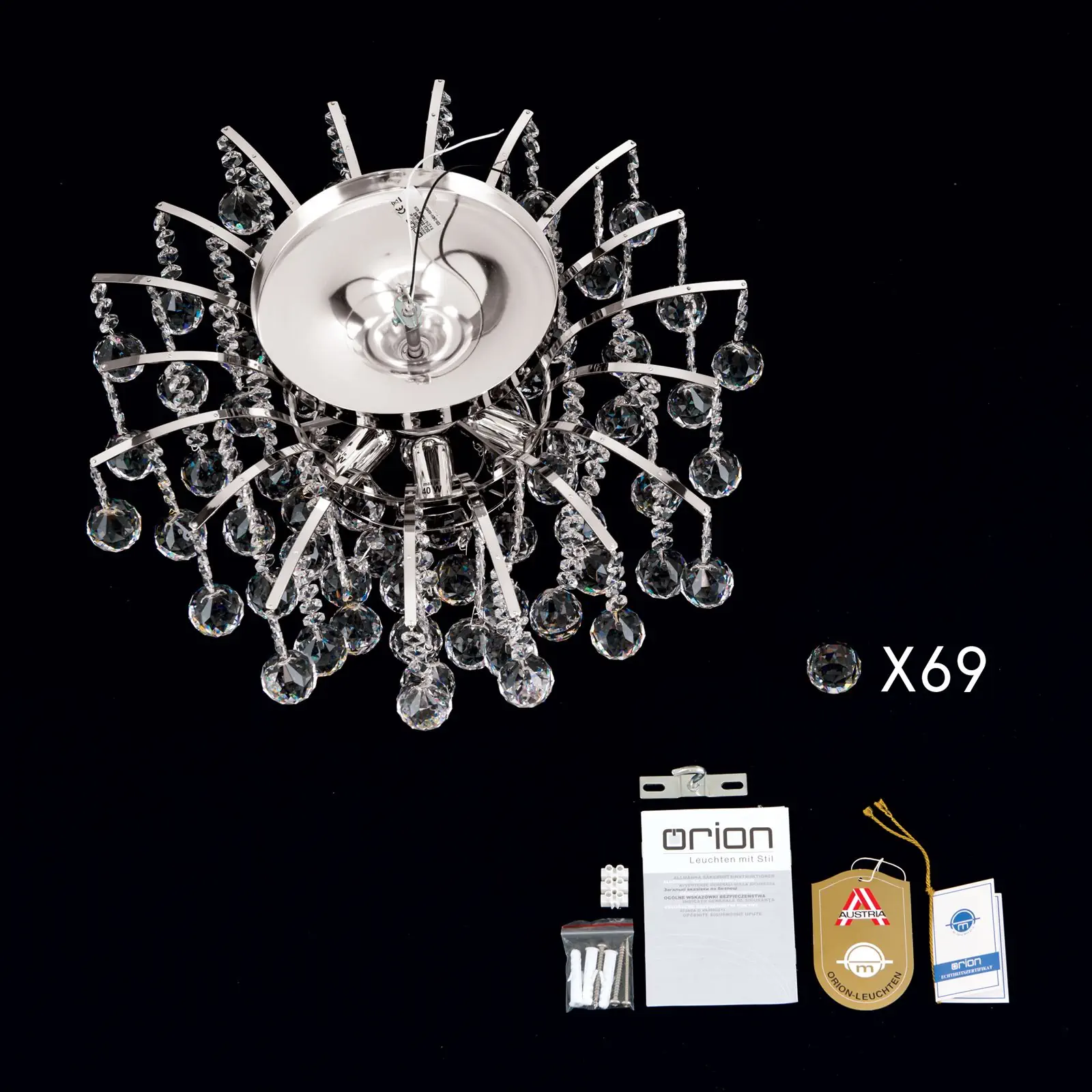 Plafonski luster KRISTALL KLASSISCH, sa 6 izvora svetla, hrom - 8