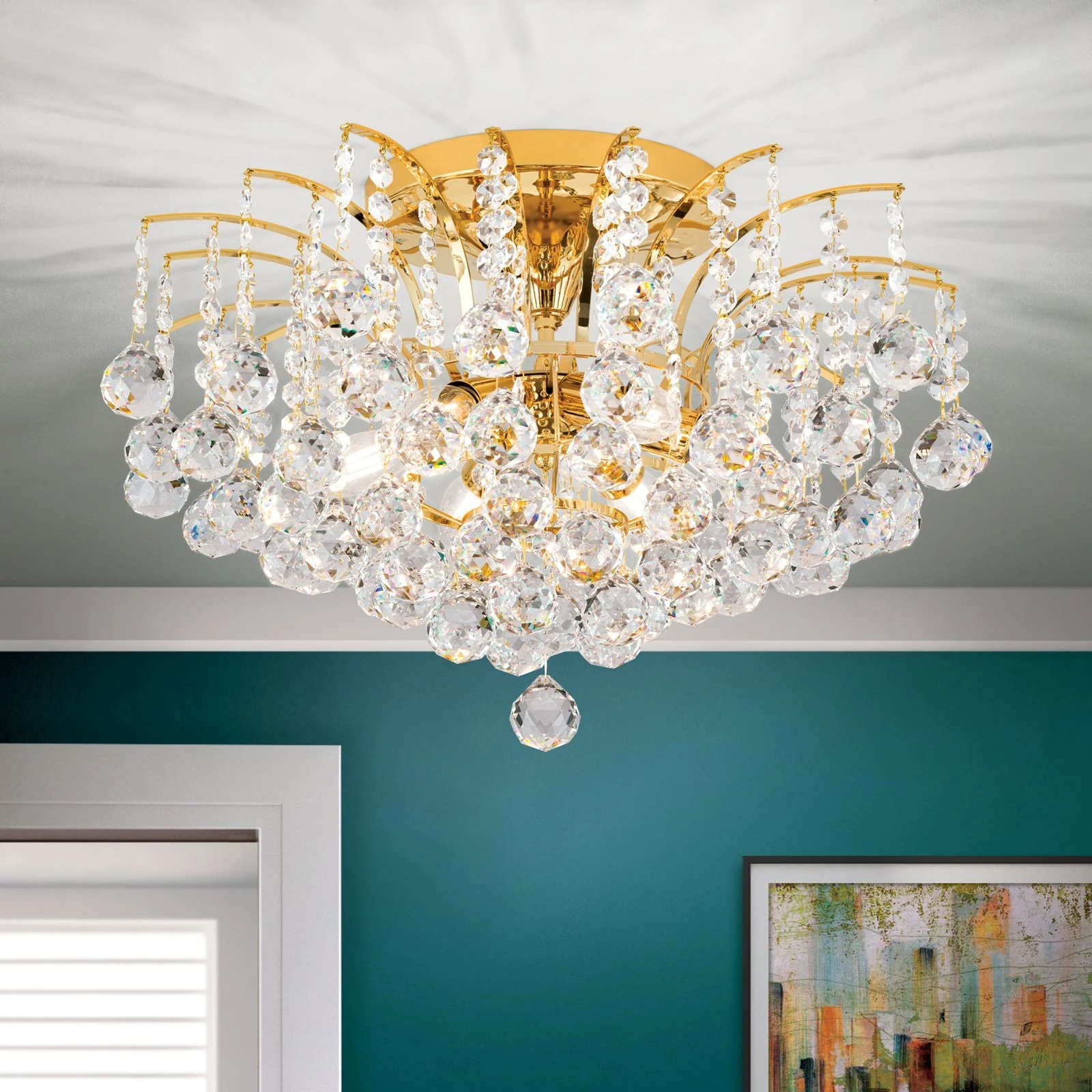 Plafonski luster KRISTALL KLASSISCH, sa 6 izvora svetla, zlato - 1