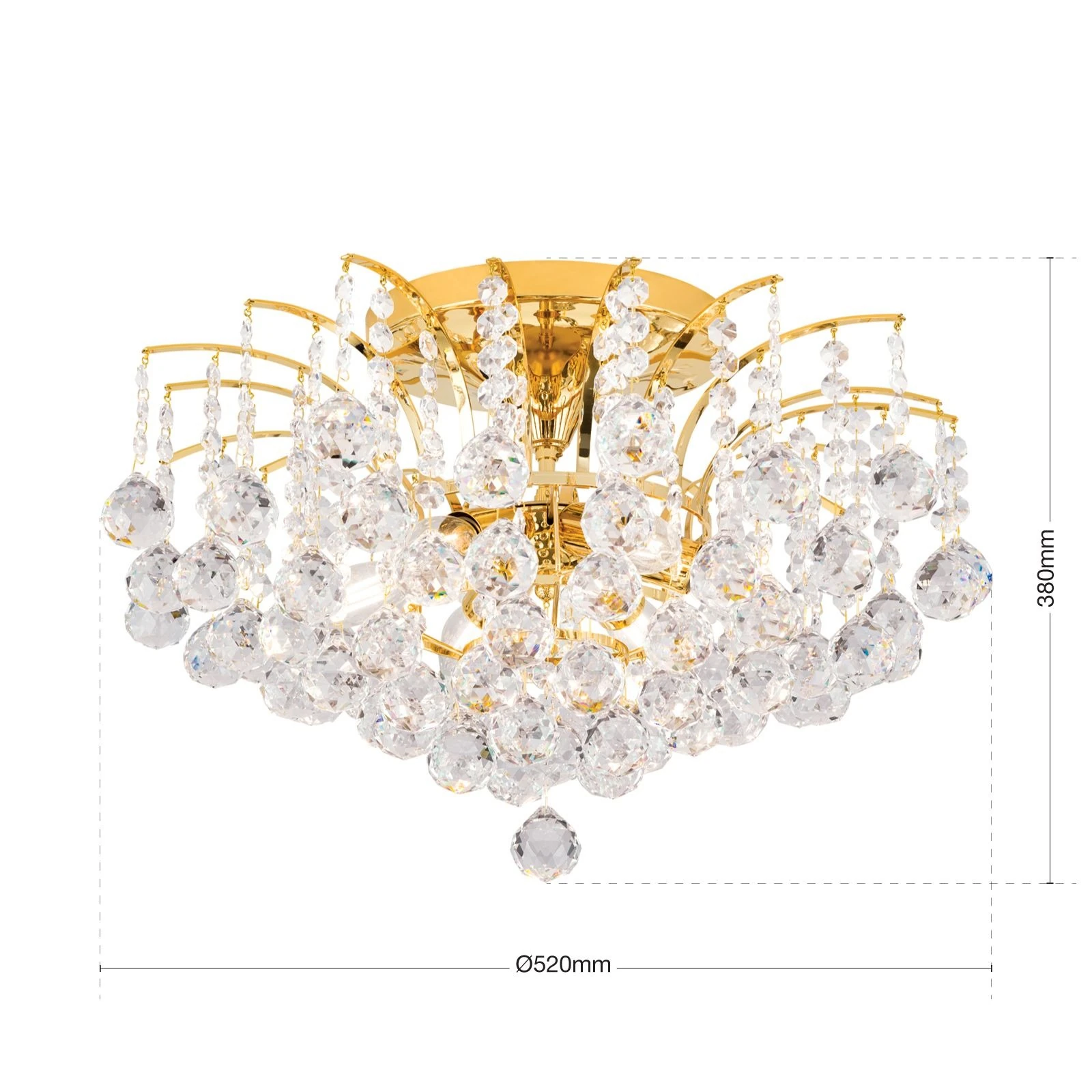 Plafonski luster KRISTALL KLASSISCH, sa 6 izvora svetla, zlato - 7