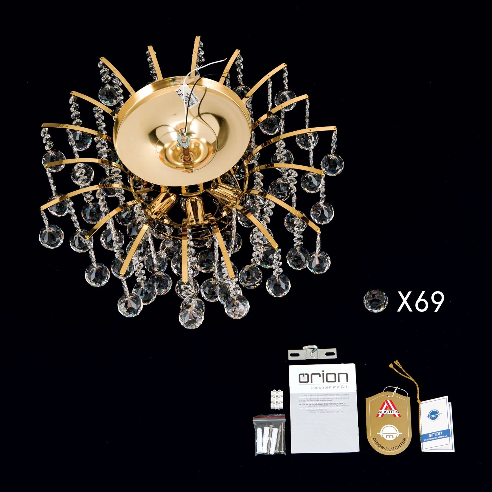 Plafonski luster KRISTALL KLASSISCH, sa 6 izvora svetla, zlato - 8