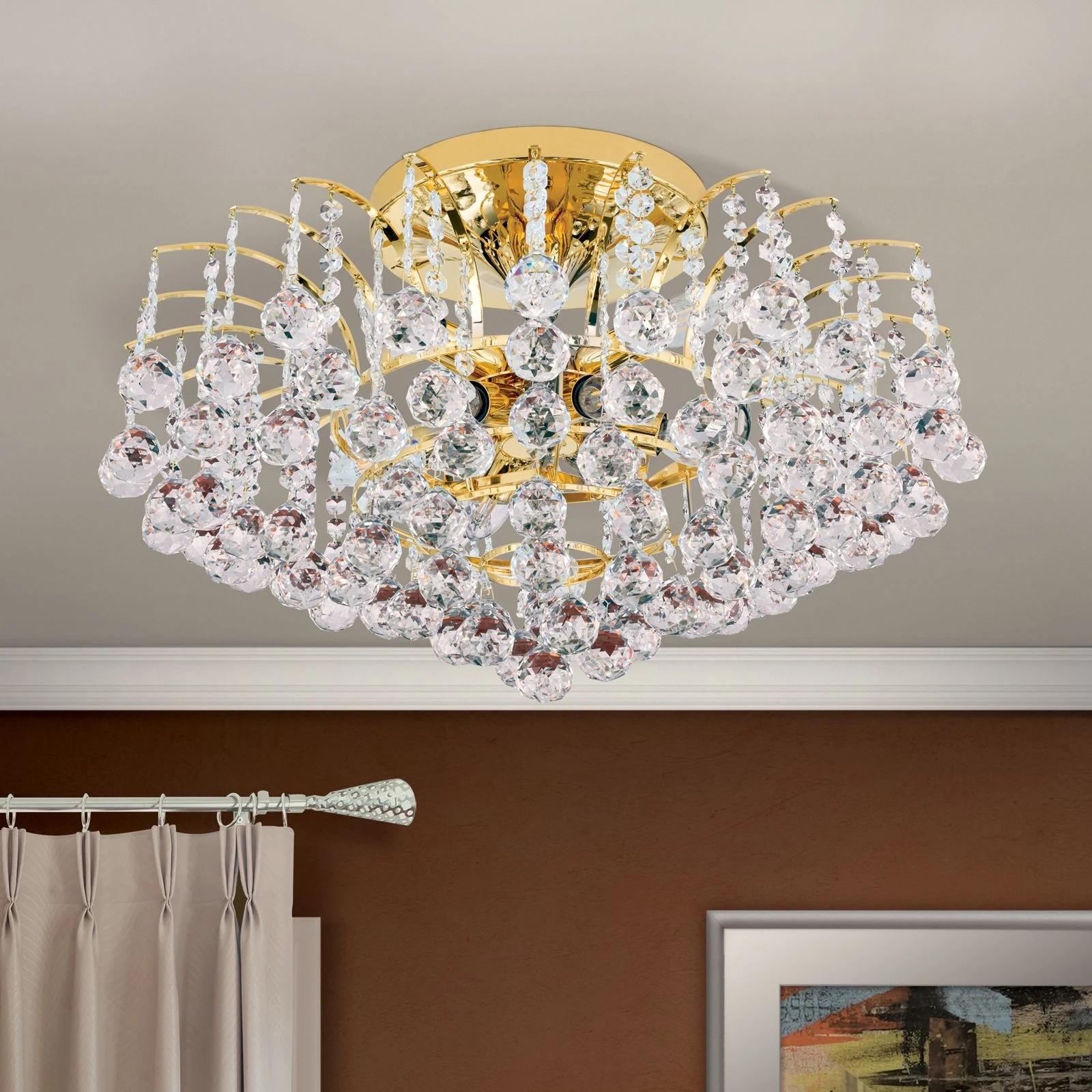 Plafonski luster KRISTALL KLASSISCH, sa 9 izvora svetla, 24-karatno pozlaćeno, prozirno kristalno staklo - 3