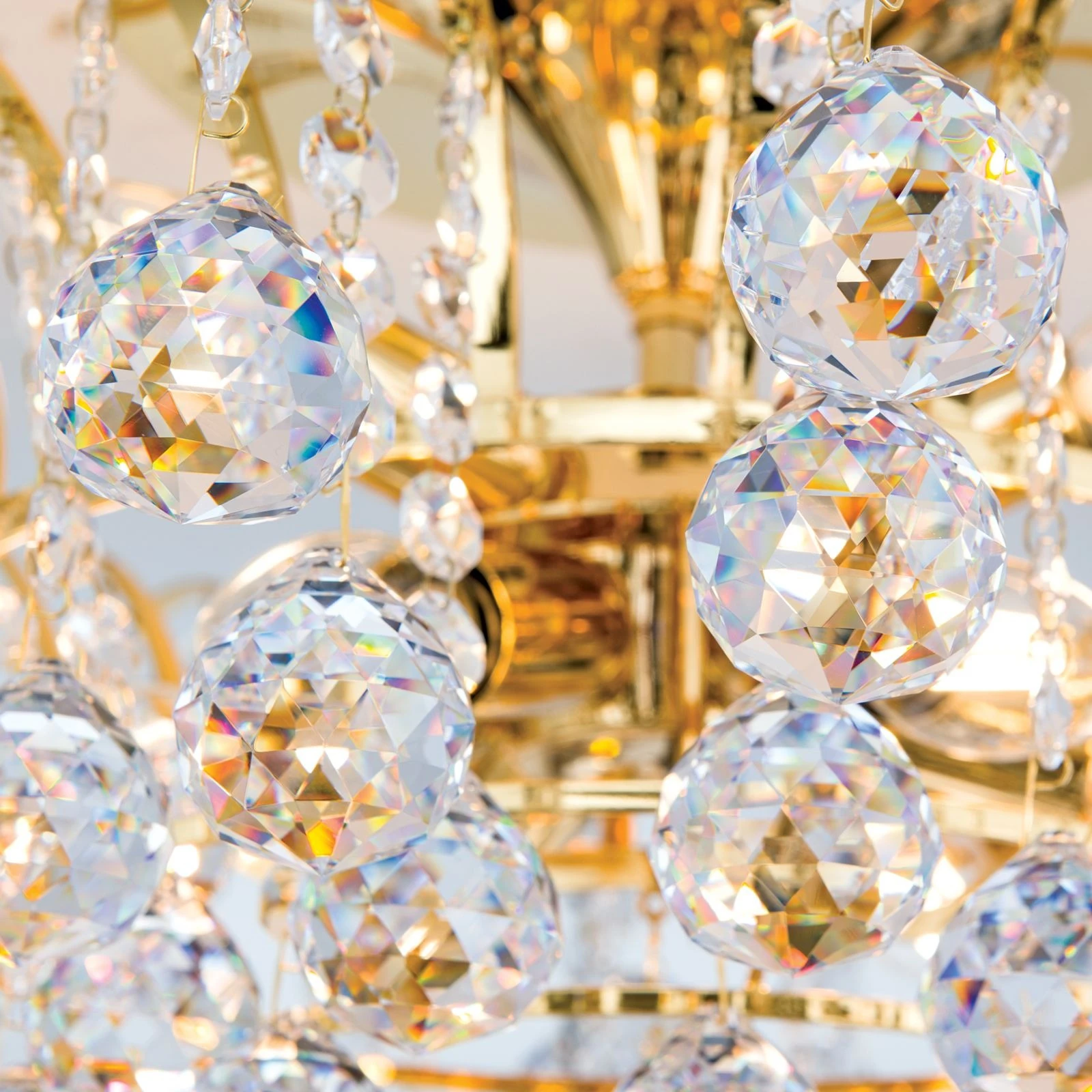 Plafonski luster KRISTALL KLASSISCH, sa 9 izvora svetla, 24-karatno pozlaćeno, prozirno kristalno staklo - 5
