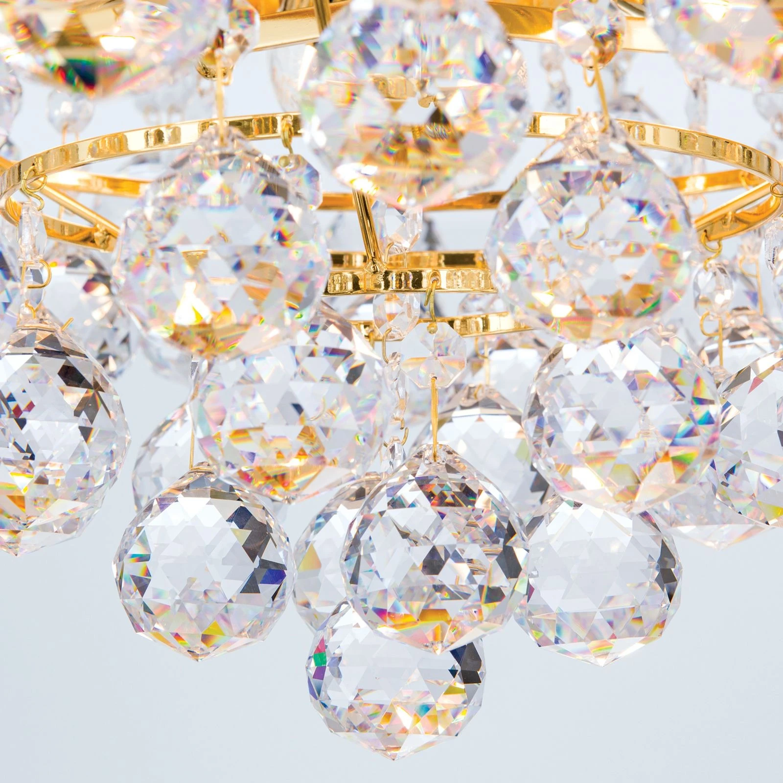 Plafonski luster KRISTALL KLASSISCH, sa 9 izvora svetla, 24-karatno pozlaćeno, prozirno kristalno staklo - 6
