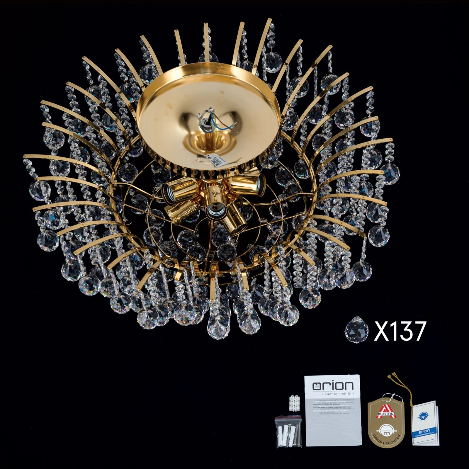 Plafonski luster KRISTALL KLASSISCH, sa 10 izvora svetla, 24-karatno pozlaćen - 8