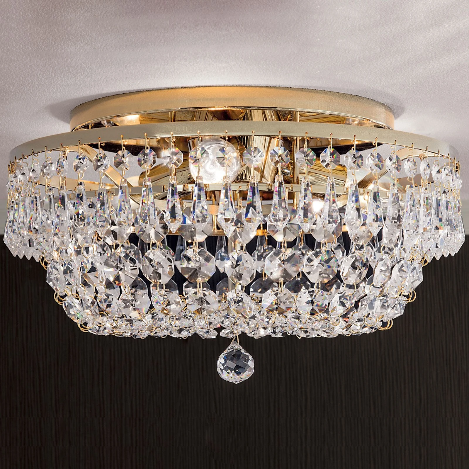 Plafonska lampa SHERATON, 3 izvora svetla, 35 cm, 24-karatno pozlaćena - 6