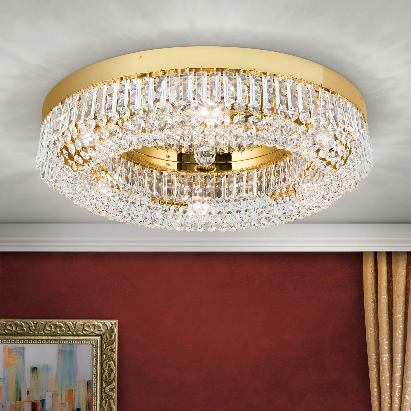 Plafonska lampa SATURN, zlato, Ø 60 cm