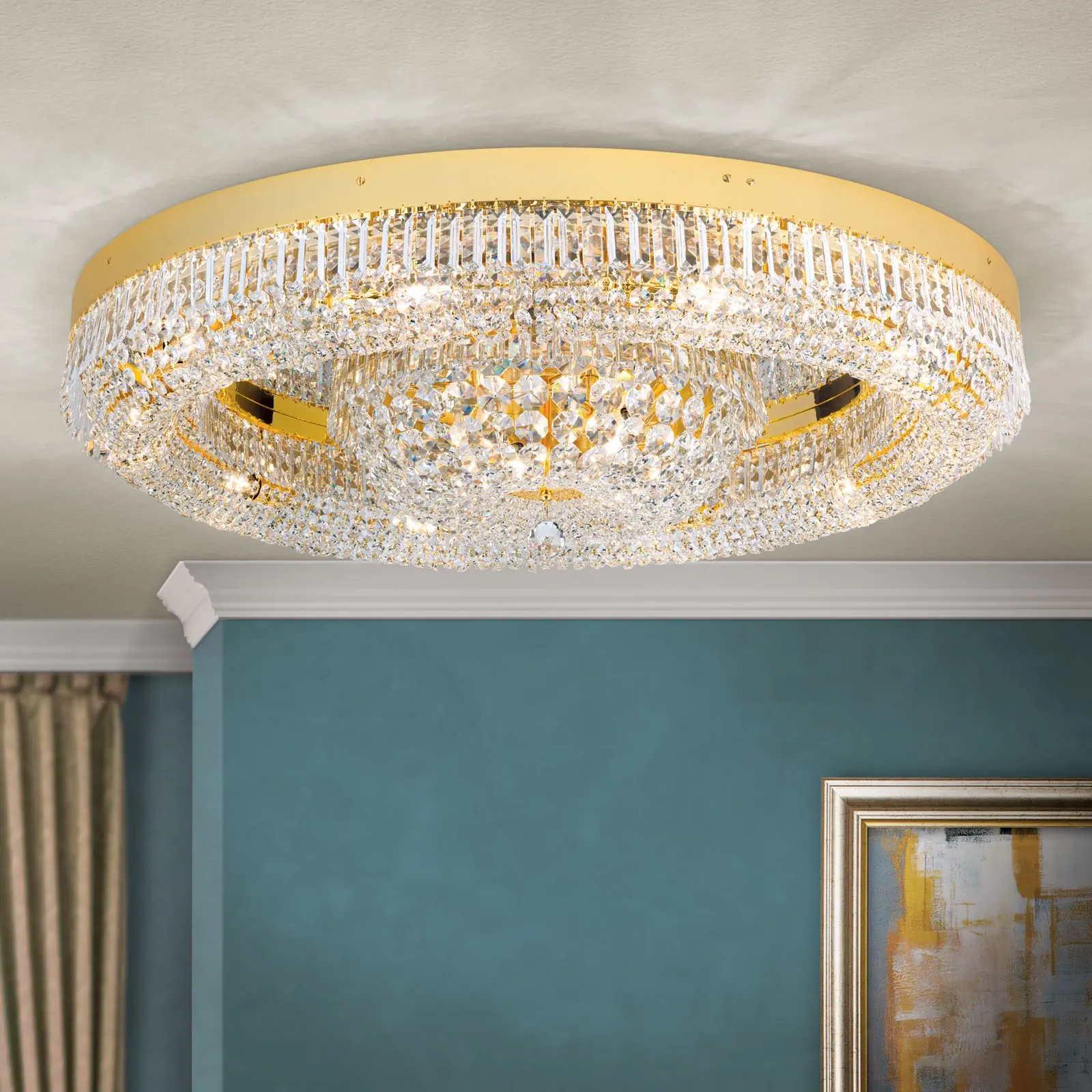 Plafonski luster SATURN, zlatni, Ø 100 cm - 1