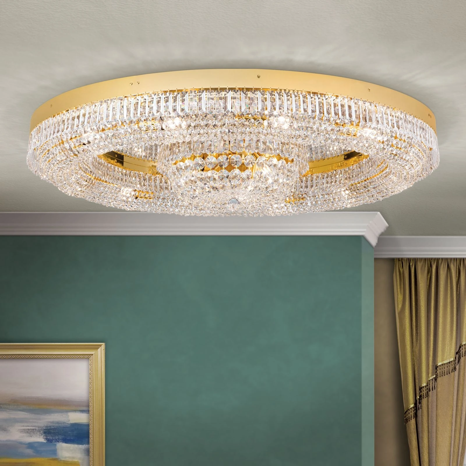 Plafonski luster SATURN, zlatni, Ø 120 cm