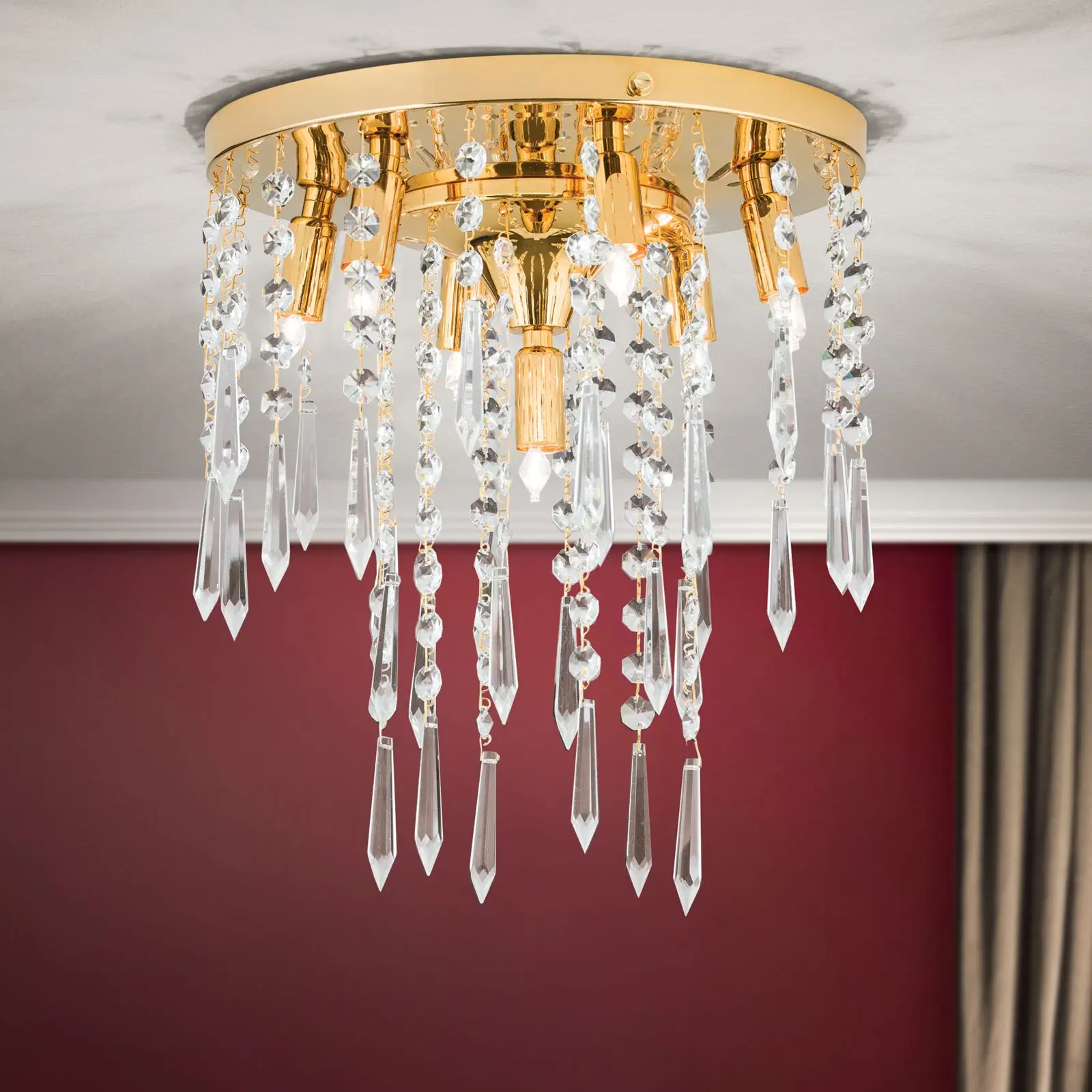 Plafonski luster PALME, sa 7 izvora svetla, zlatni, Ø 28 cm - 1