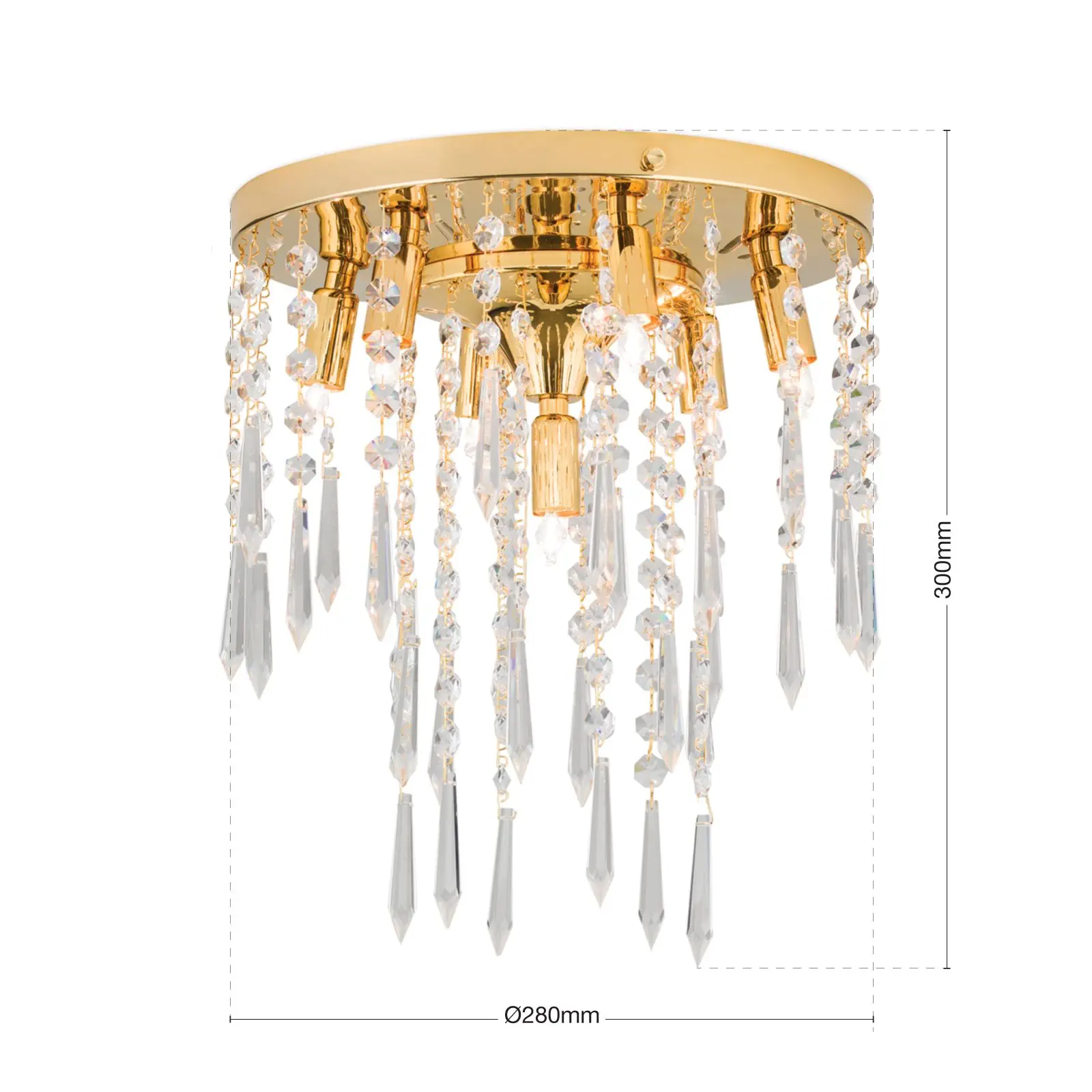 Plafonski luster PALME, sa 7 izvora svetla, zlatni, Ø 28 cm - 7