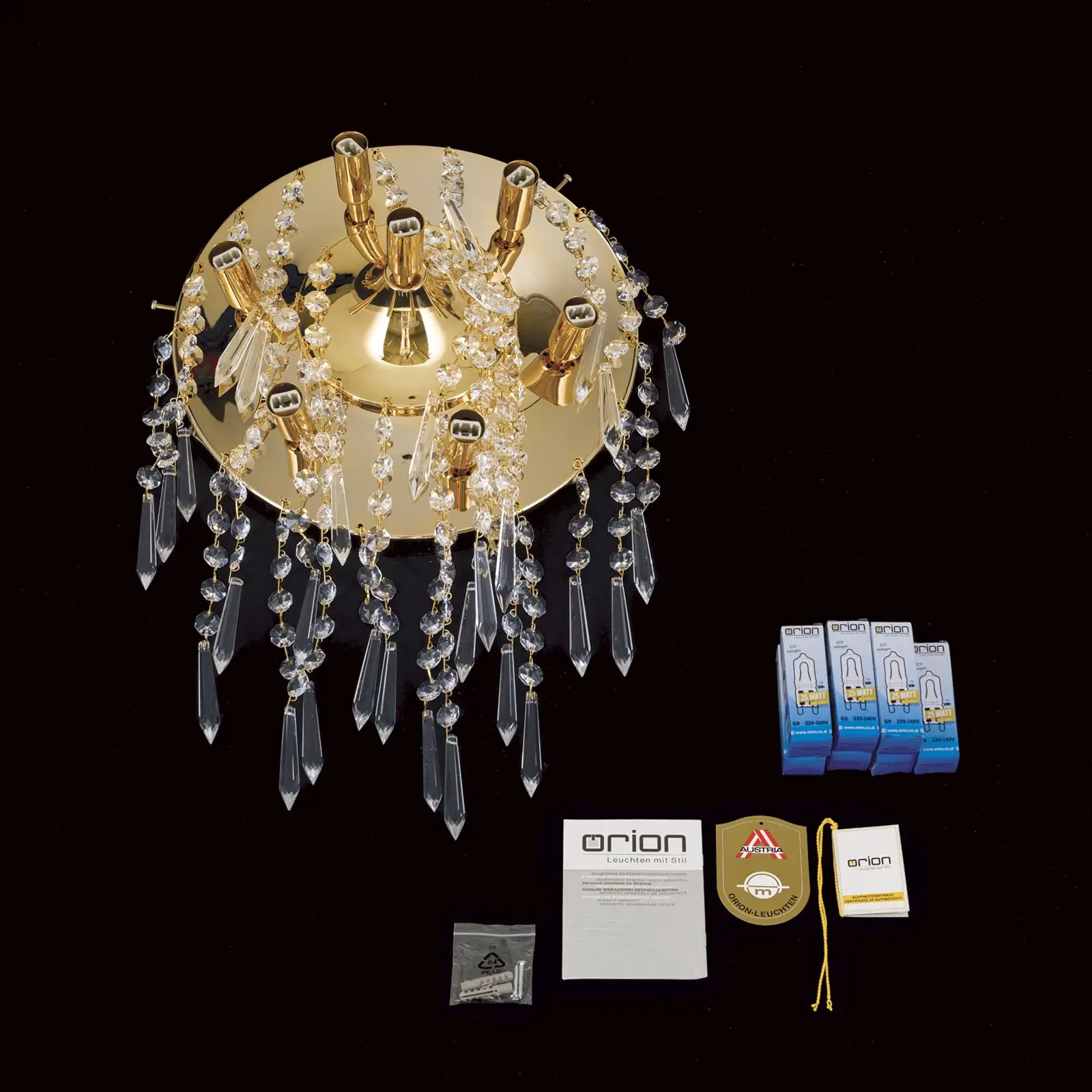 Plafonski luster PALME, sa 7 izvora svetla, zlatni, Ø 28 cm - 8