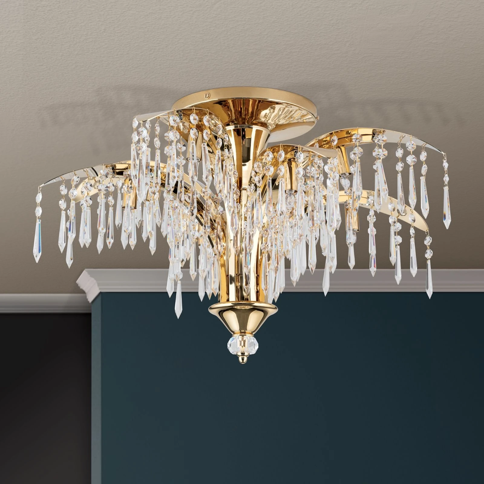 Plafonska lampa PALME, 24-karatno pozlaćena, sa 8 izvora svetla, Ø 65 cm - 3