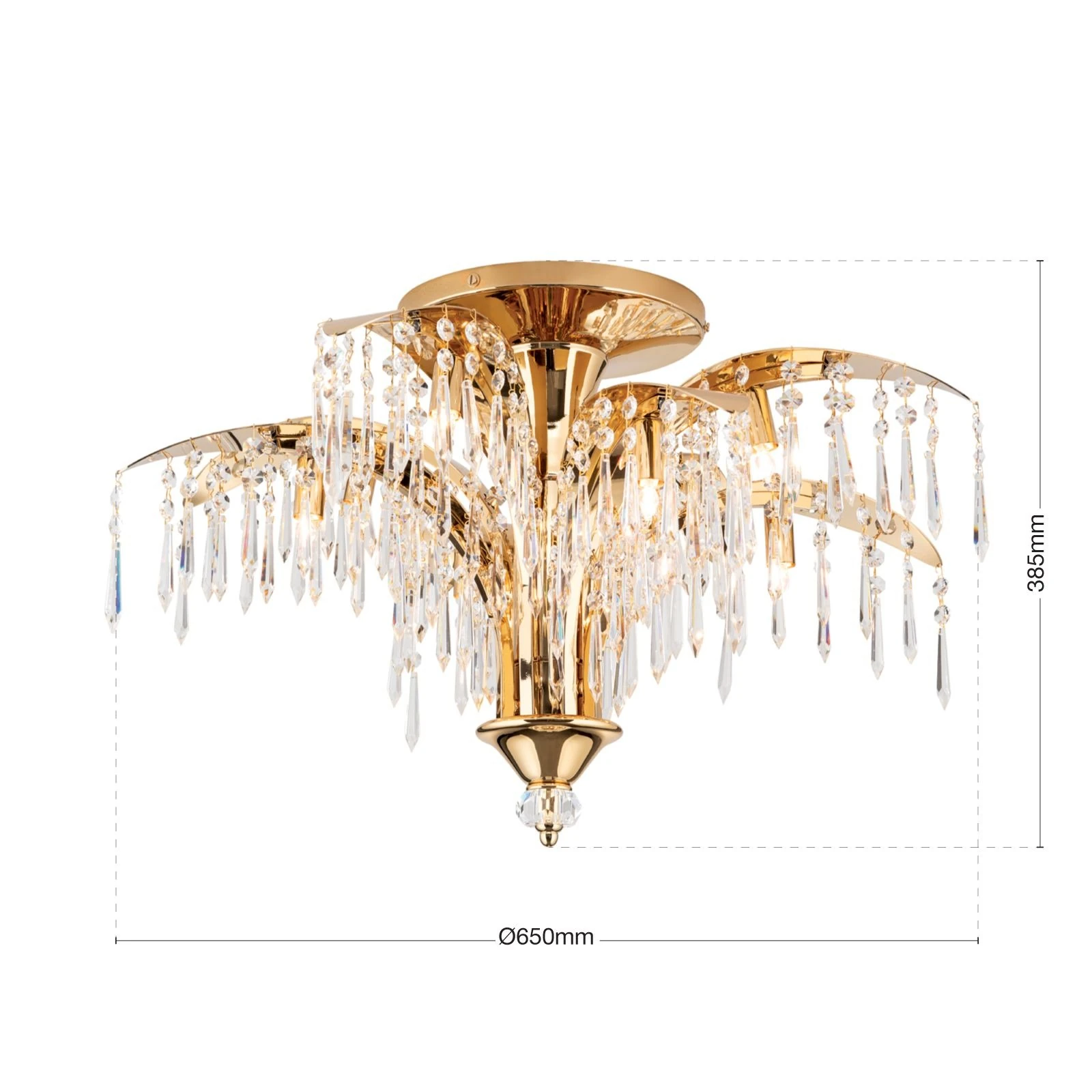 Plafonska lampa PALME, 24-karatno pozlaćena, sa 8 izvora svetla, Ø 65 cm - 7