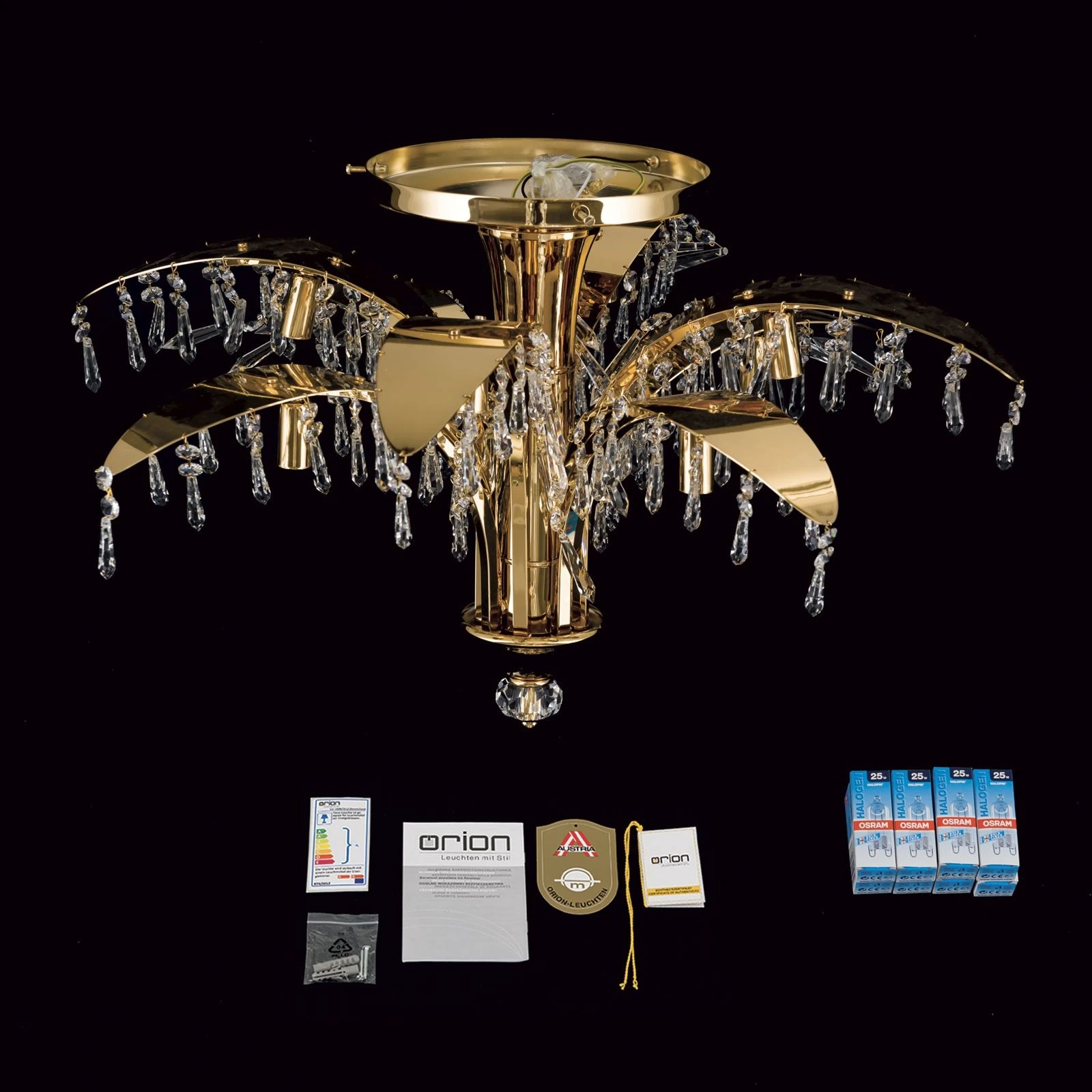 Plafonska lampa PALME, 24-karatno pozlaćena, sa 8 izvora svetla, Ø 65 cm - 8