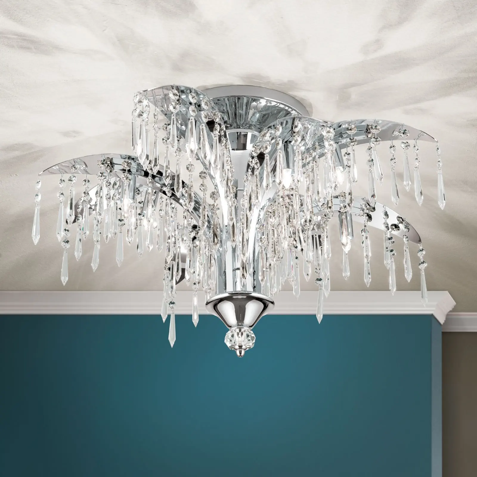 Plafonska lampa PALME, hromirana, sa 8 izvora svetla, Ø 65 cm - 2