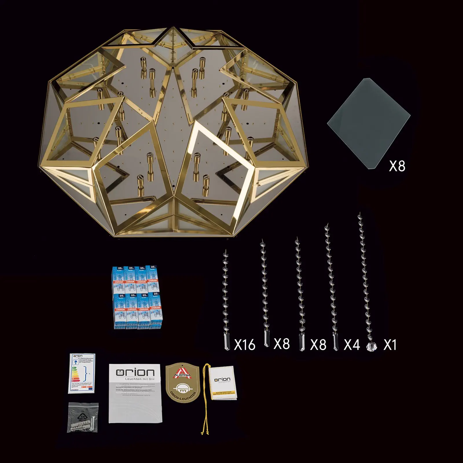 Plafonski luster OKTOGON, zlatni, Ø 95 cm - 8