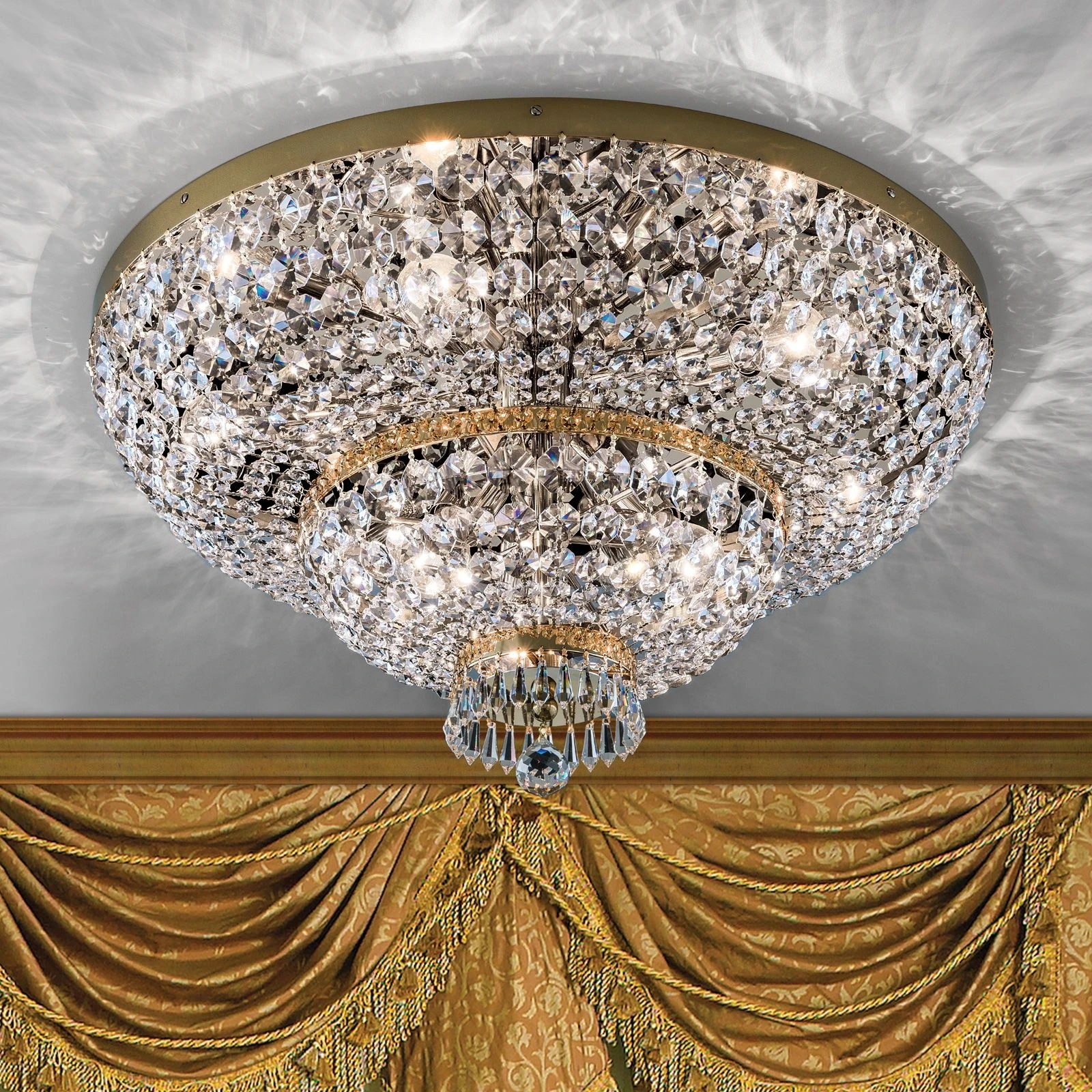 Plafonska lampa SHERATON, 9 izvora svetla, 70 cm, 24-karatno pozlaćena - 1