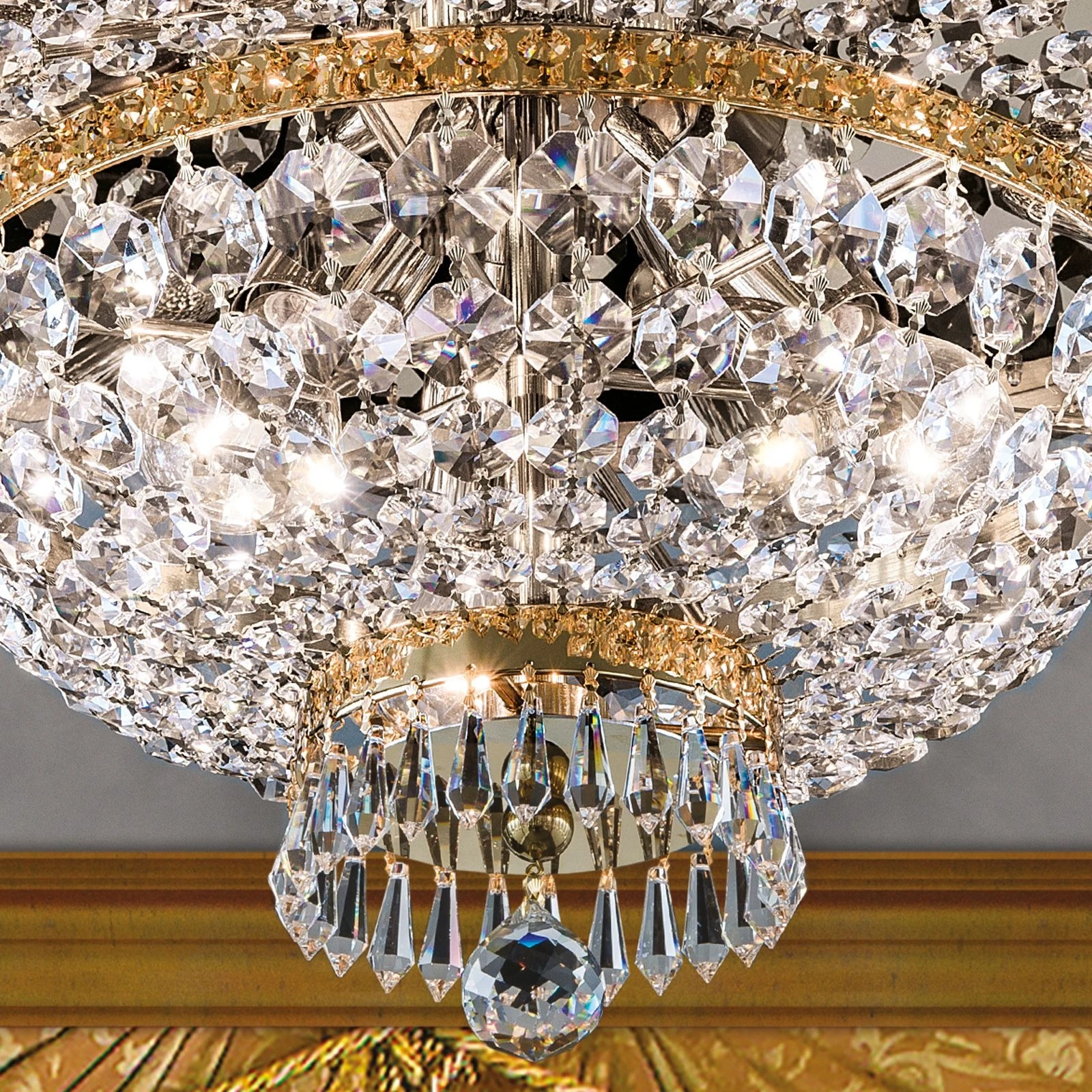 Plafonska lampa SHERATON, 9 izvora svetla, 70 cm, 24-karatno pozlaćena - 2