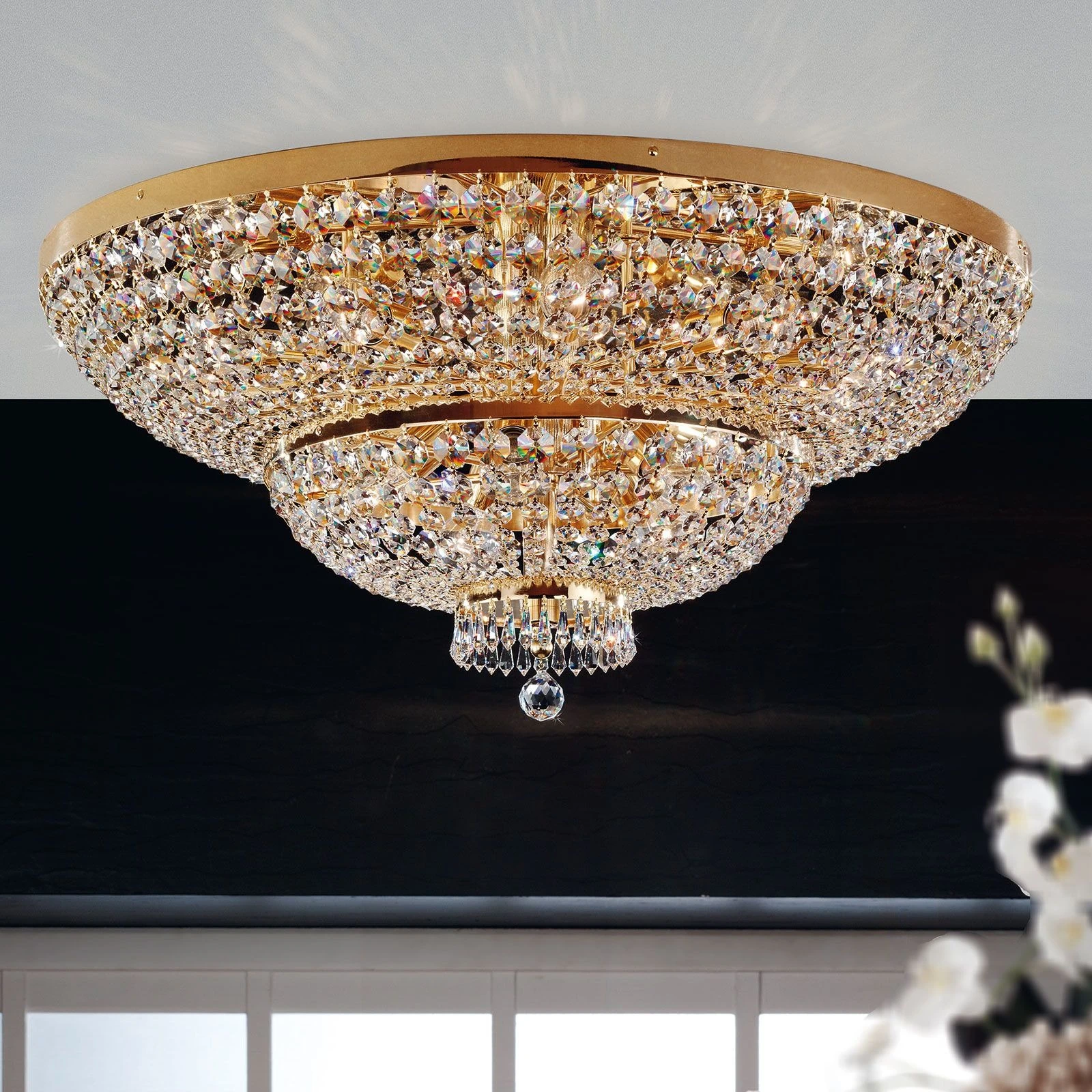 Plafonska lampa SHERATON, 15 izvora svetla, 90 cm, 24-karatno pozlaćena - 1