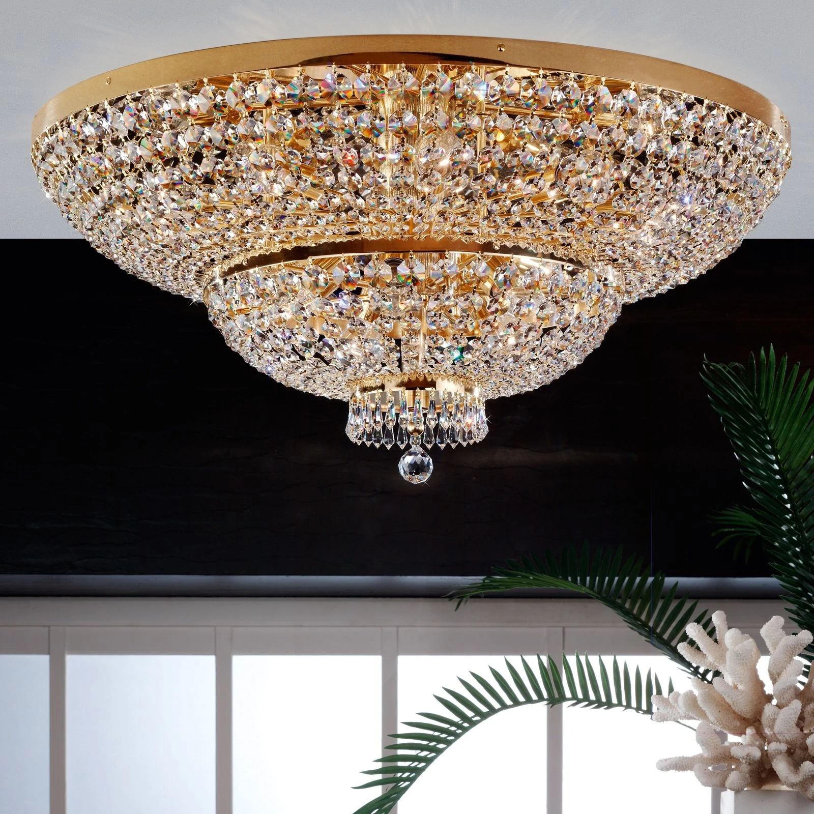 Plafonska lampa SHERATON, 15 izvora svetla, 105 cm, 24-karatno pozlaćena - 1