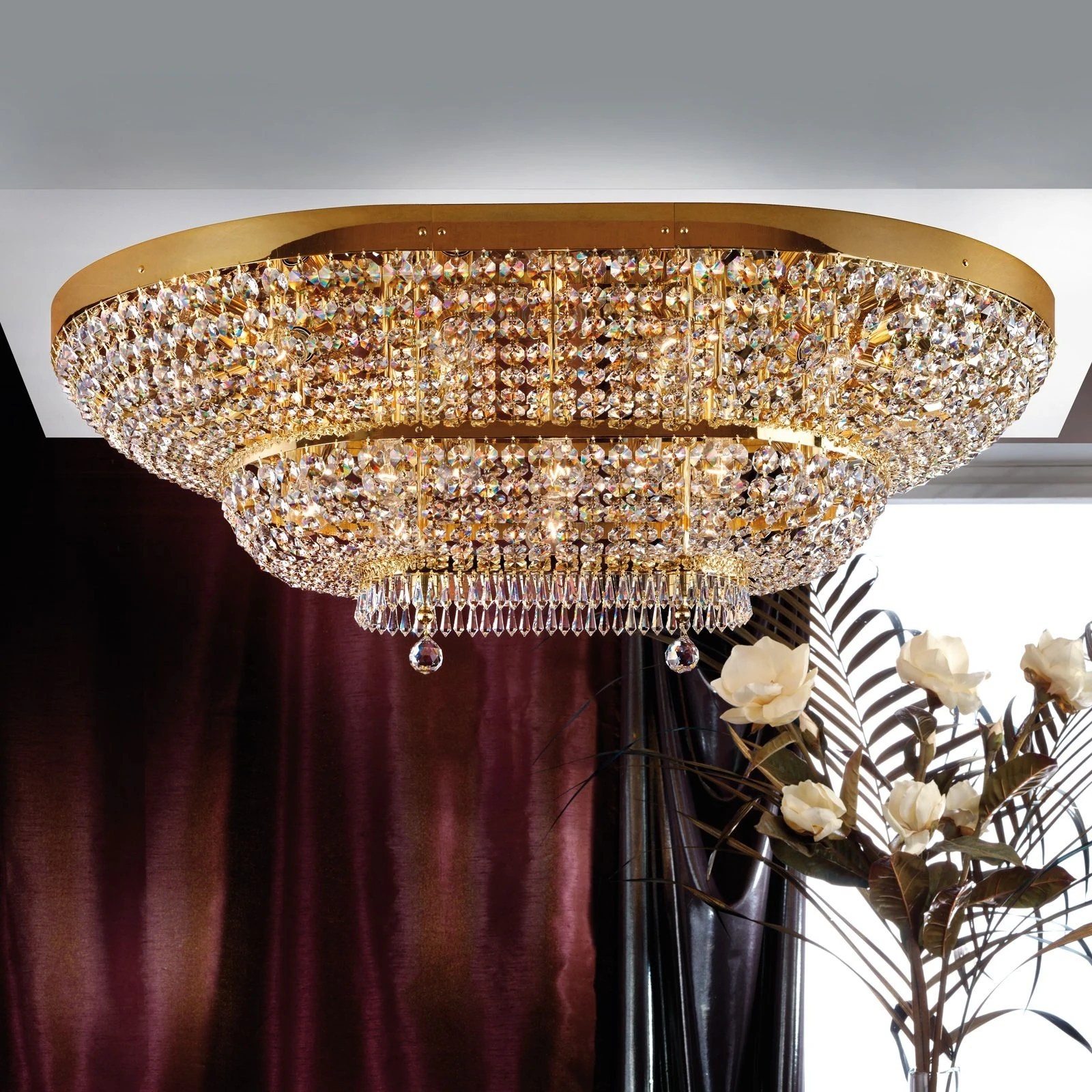 Plafonska lampa SHERATON, 20 izvora svetla, 120x90 cm, 24-karatno pozlaćena - 1