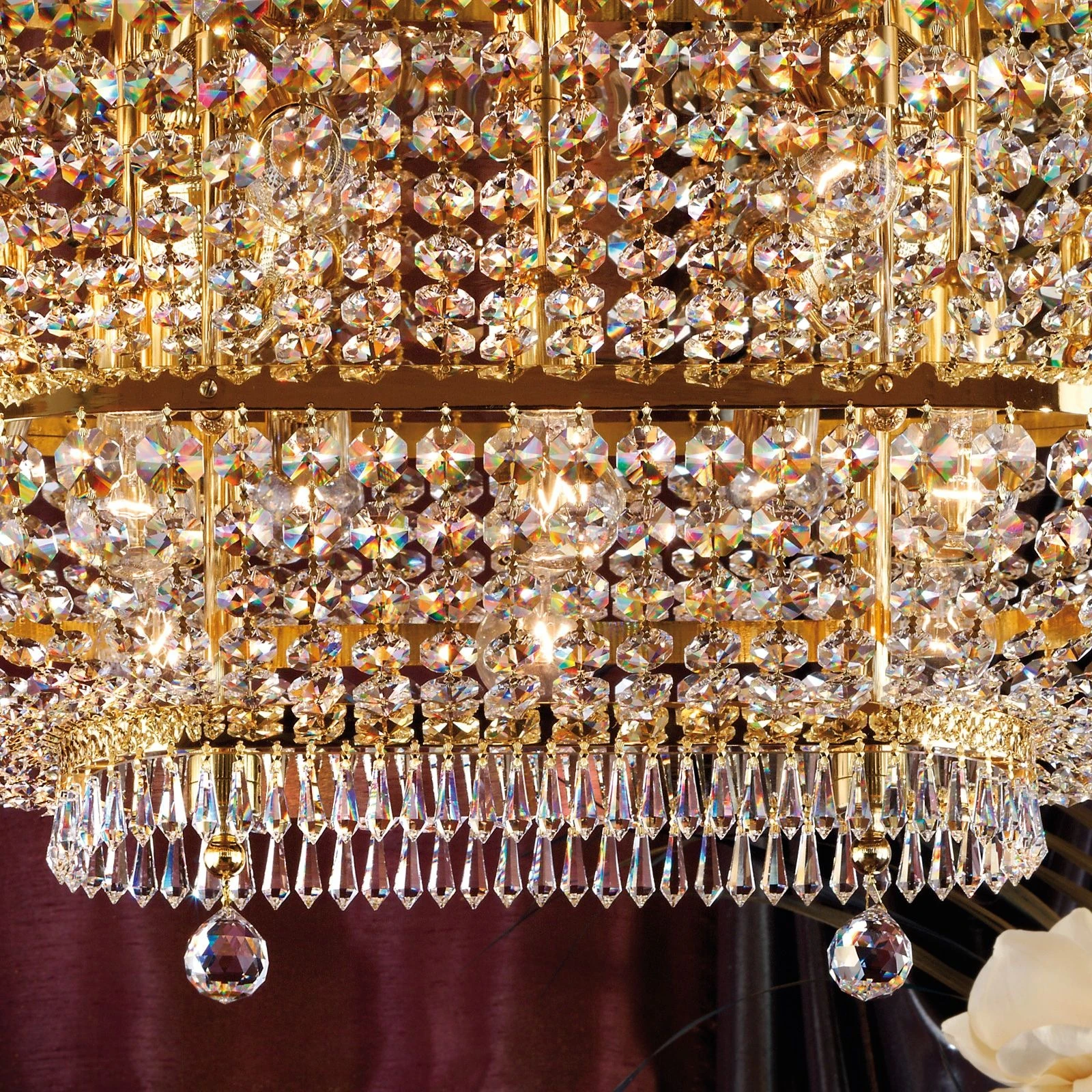 Plafonska lampa SHERATON, 20 izvora svetla, 120x90 cm, 24-karatno pozlaćena - 2