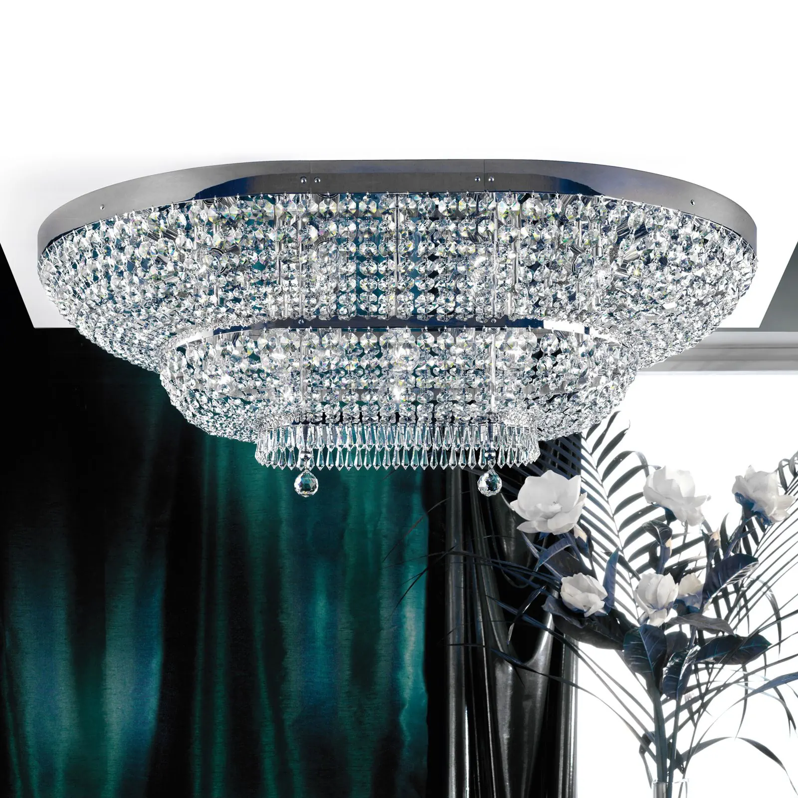 Plafonski luster SHERATON, hromirani, 120 × 90 cm - 1