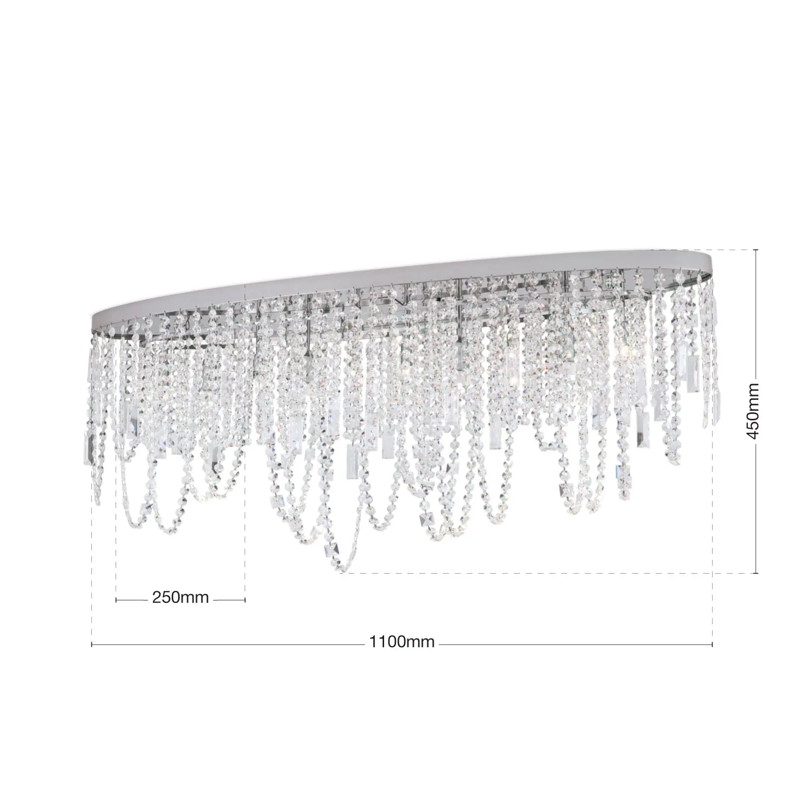 Plafonska lampa KRISTALLDESIGN, ovalni oblik, hromirana, 110 × 25 cm - 7