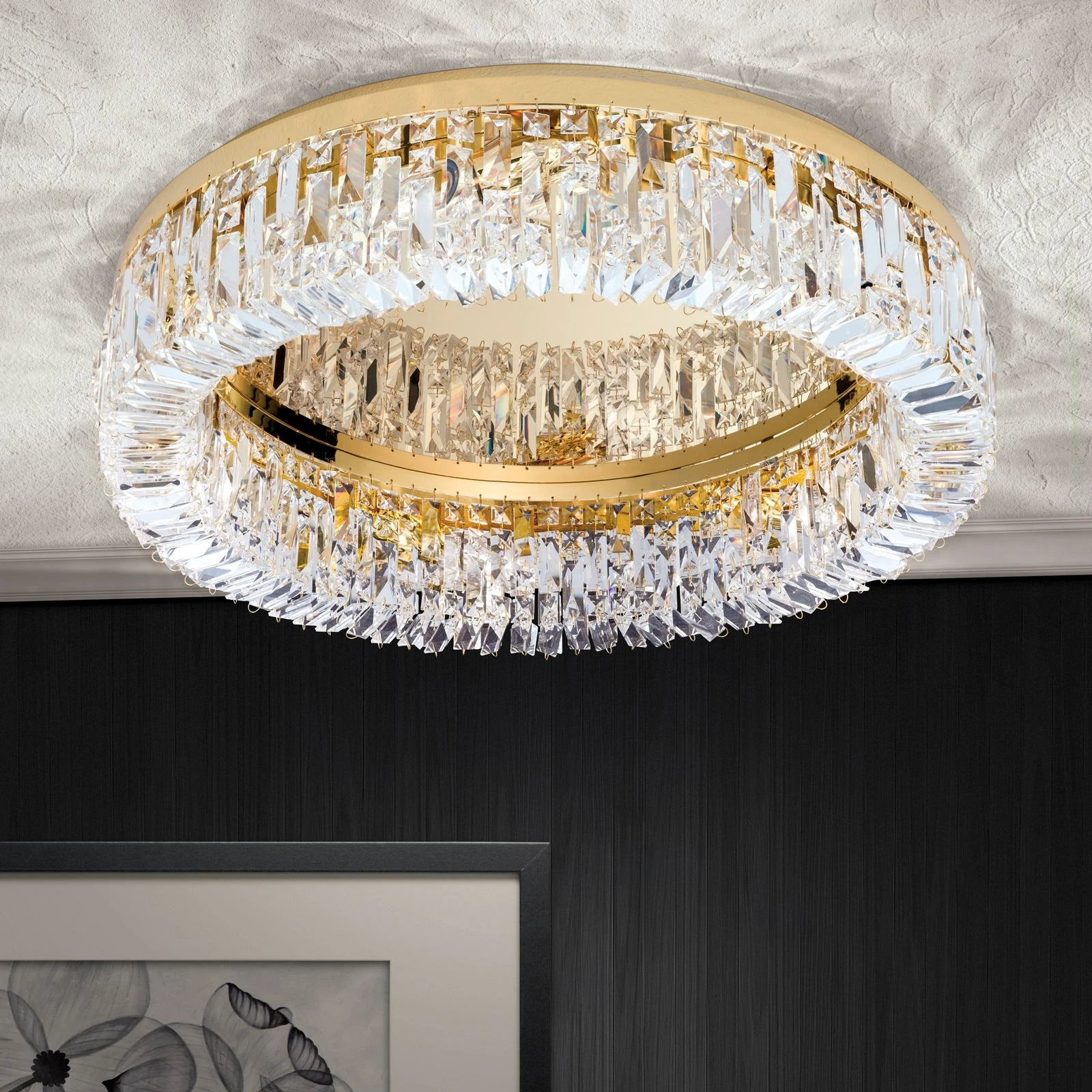 Plafonska lampa RING, 6 izvora svetla, 60 cm, 24-karatno pozlaćena - 1