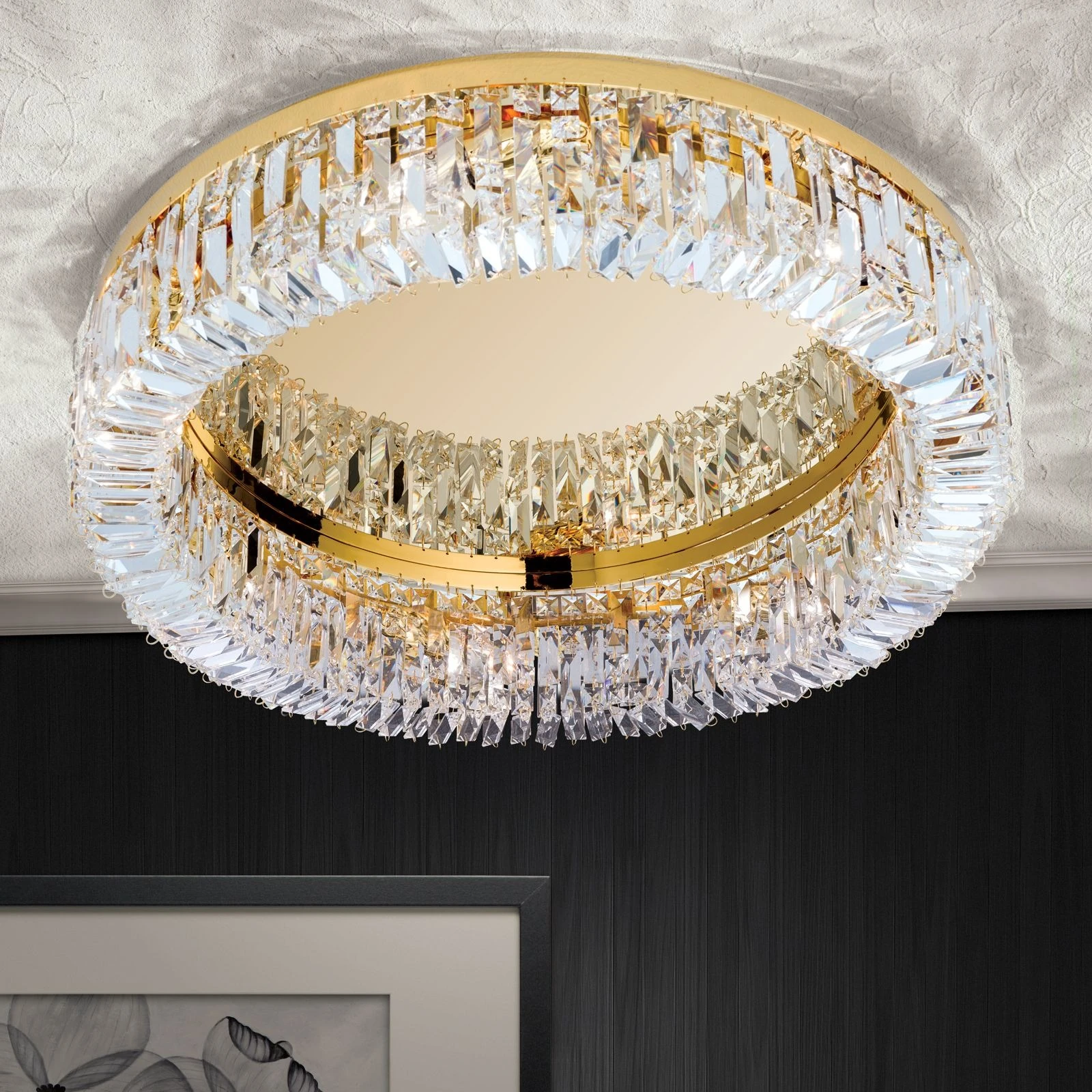Plafonska lampa RING, 6 izvora svetla, 60 cm, 24-karatno pozlaćena - 2