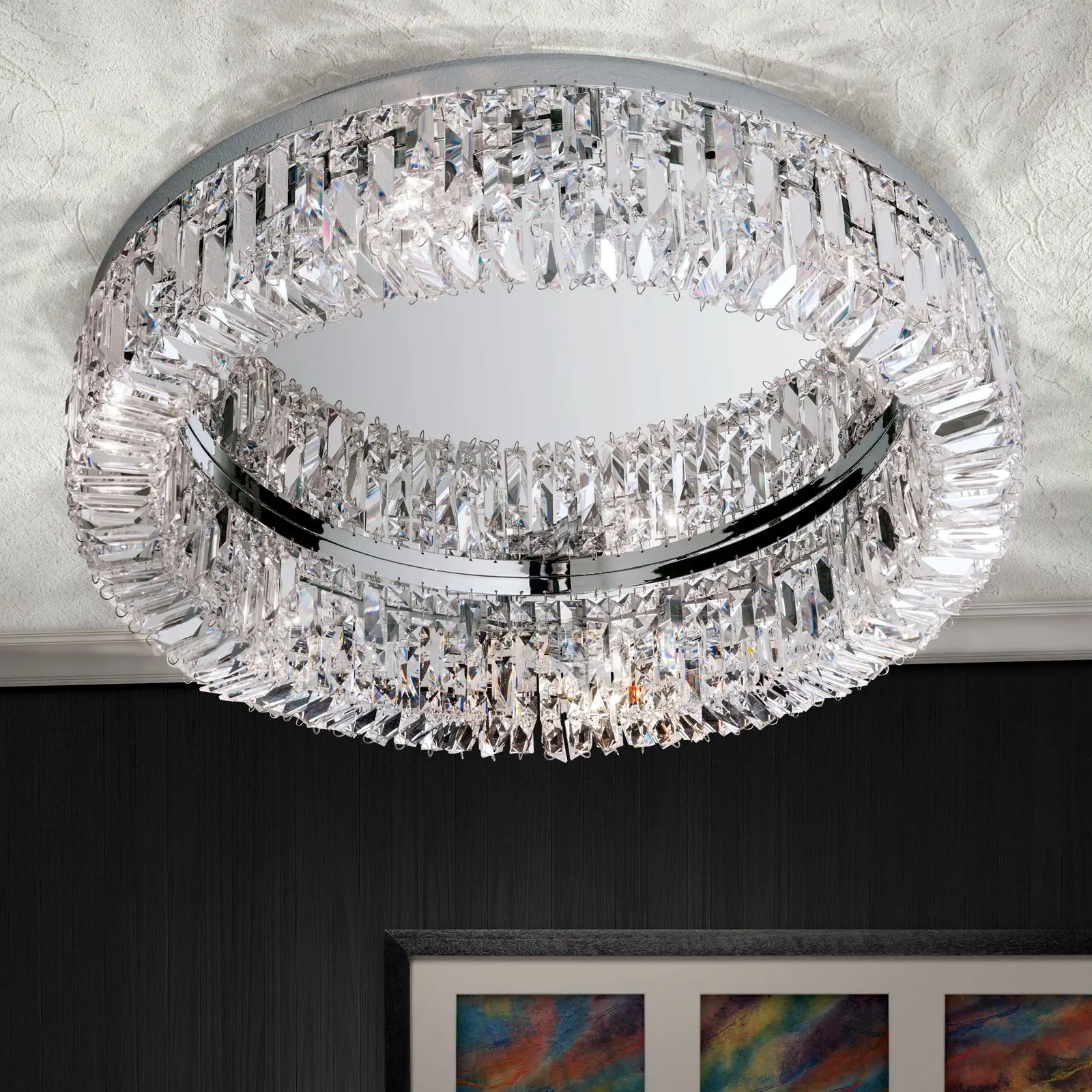 Kristalna plafonska lampa RING, 6 izvora svetla, hrom - 2