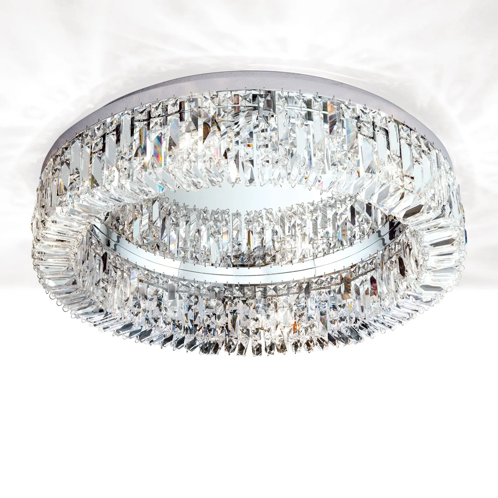 Kristalna plafonska lampa RING, 6 izvora svetla, hrom - 4