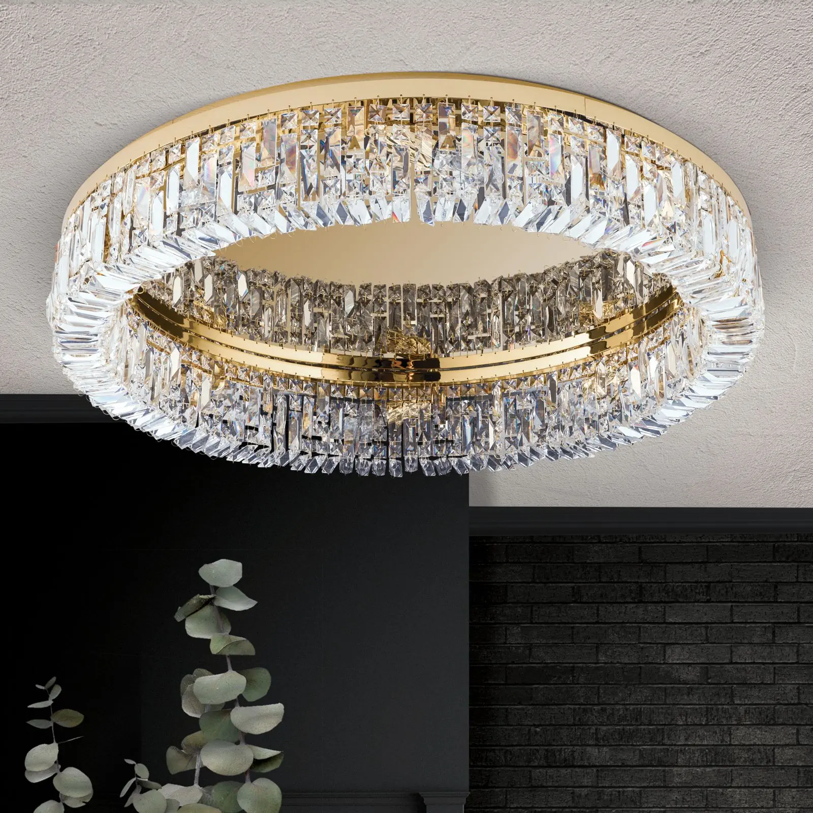 Kristalna plafonska lampa RING, 8 izvora svetla, zlato - 3