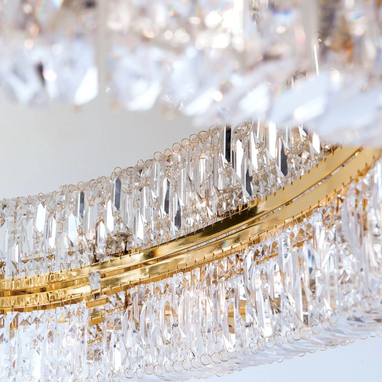 Kristalna plafonska lampa RING, 12 izvora svetla, ovalna, zlato - 6