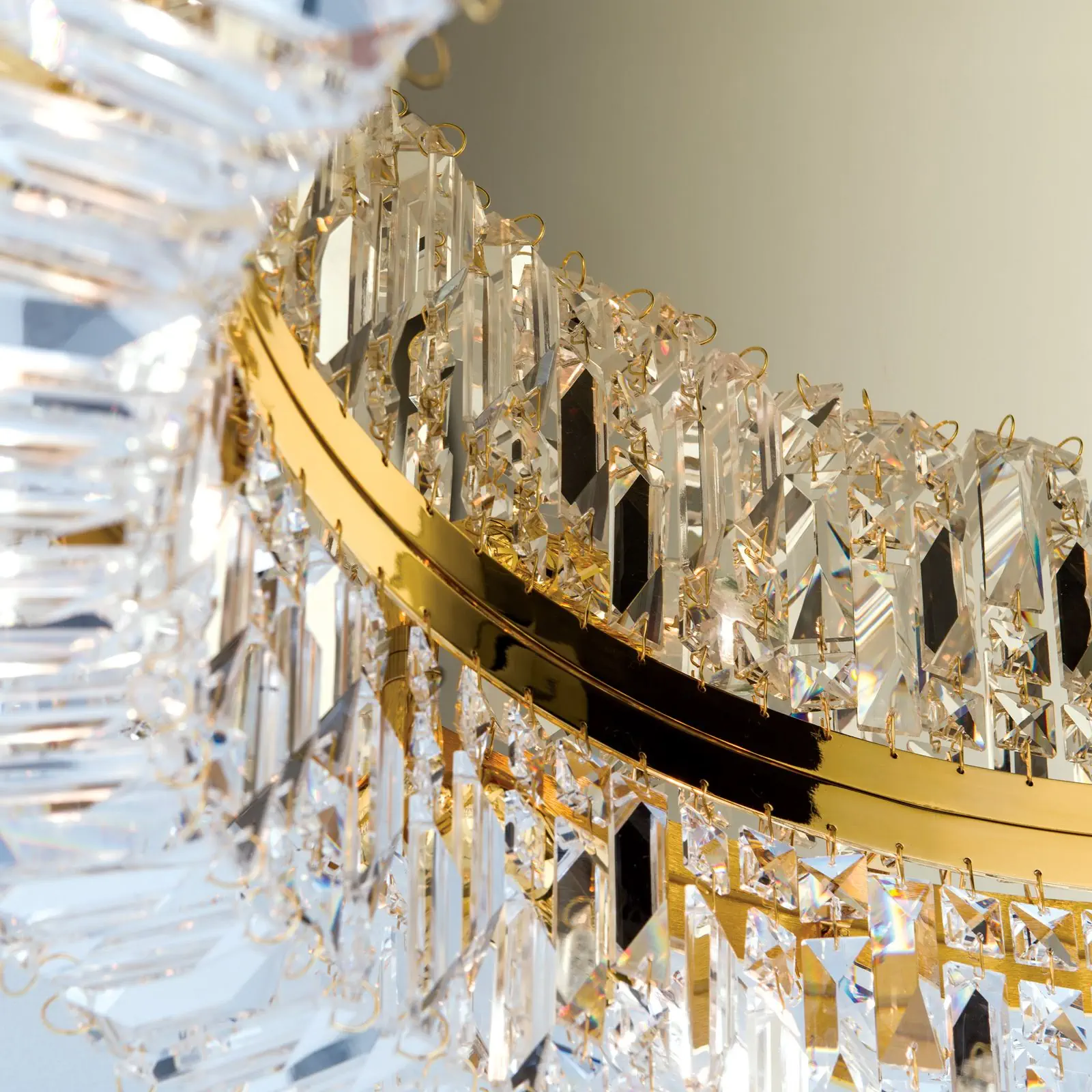 Kristalna plafonska lampa RING, 12 izvora svetla, ovalna, zlato - 7