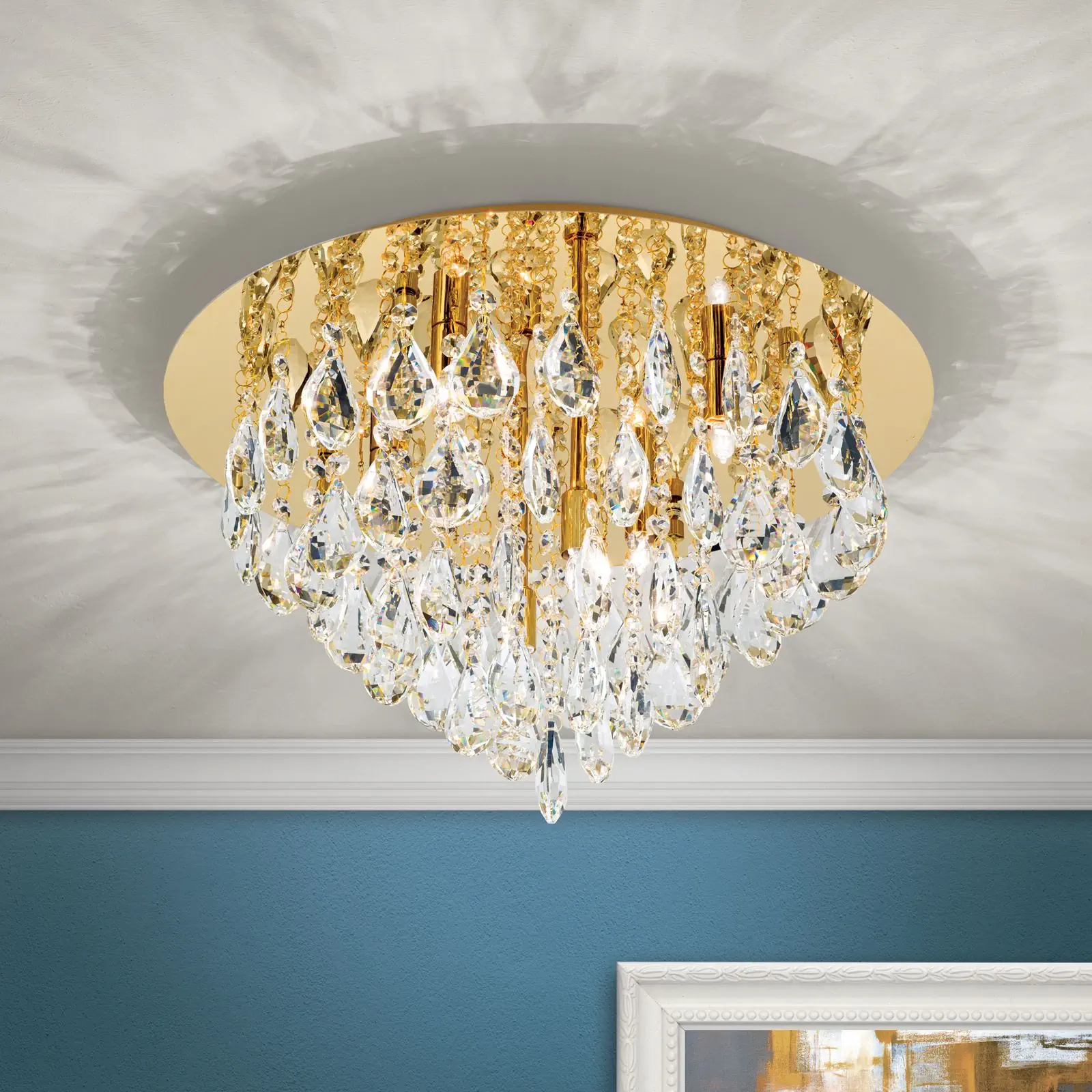 Kristalna plafonska lampa CELESTE, zlato, 45 cm - 2