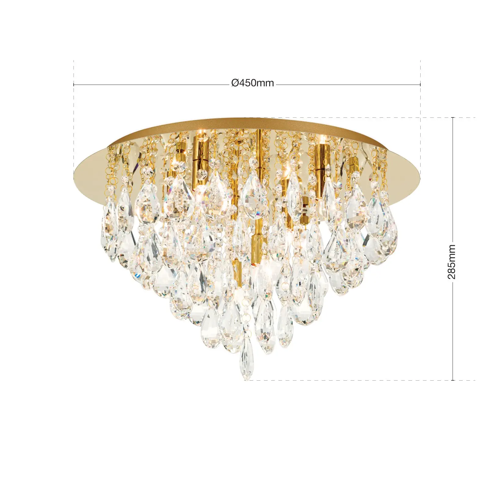 Kristalna plafonska lampa CELESTE, zlato, 45 cm - 7