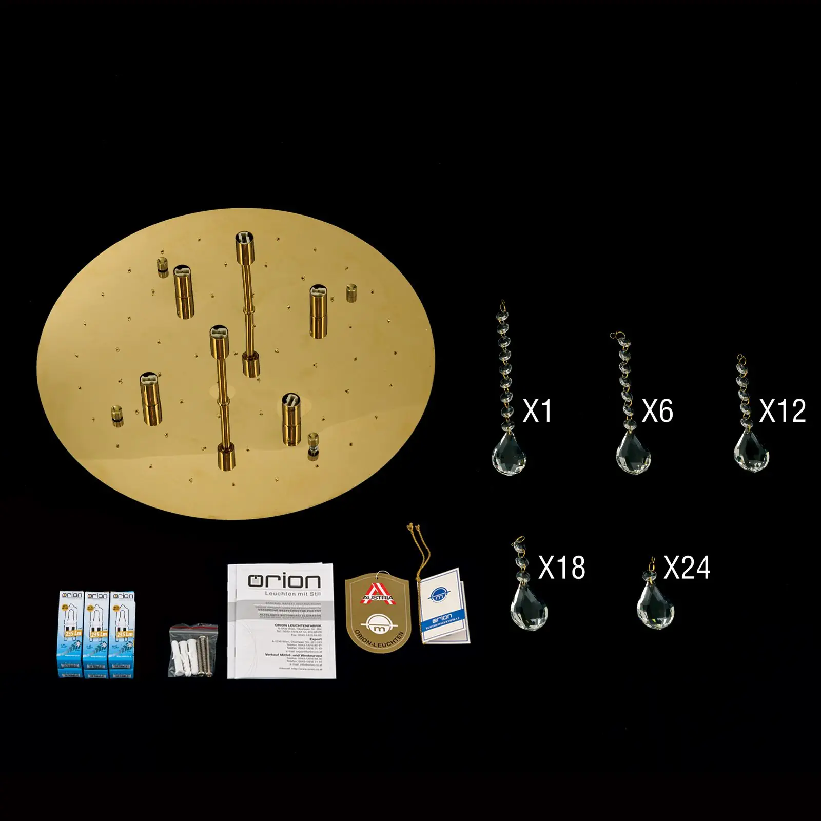 Kristalna plafonska lampa CELESTE, zlato, 45 cm - 8