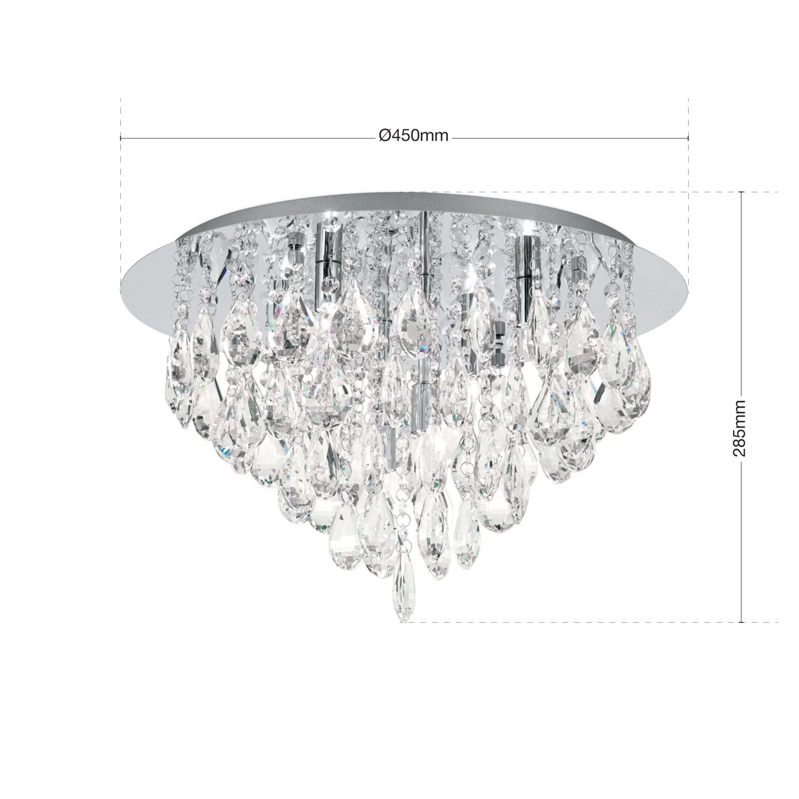 Kristalna plafonska lampa CELESTE, hrom, 45 cm - 8