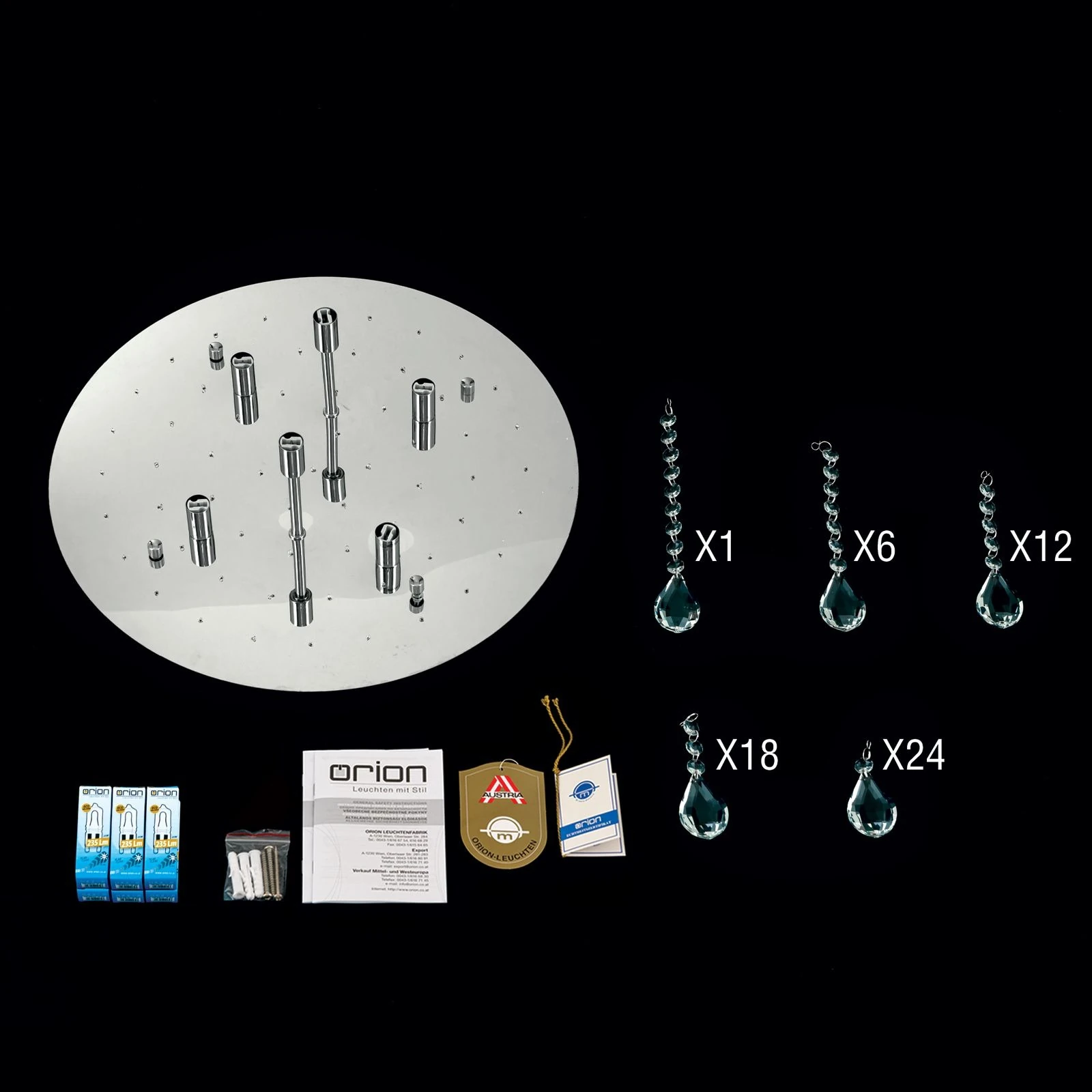 Kristalna plafonska lampa CELESTE, hrom, 45 cm - 9